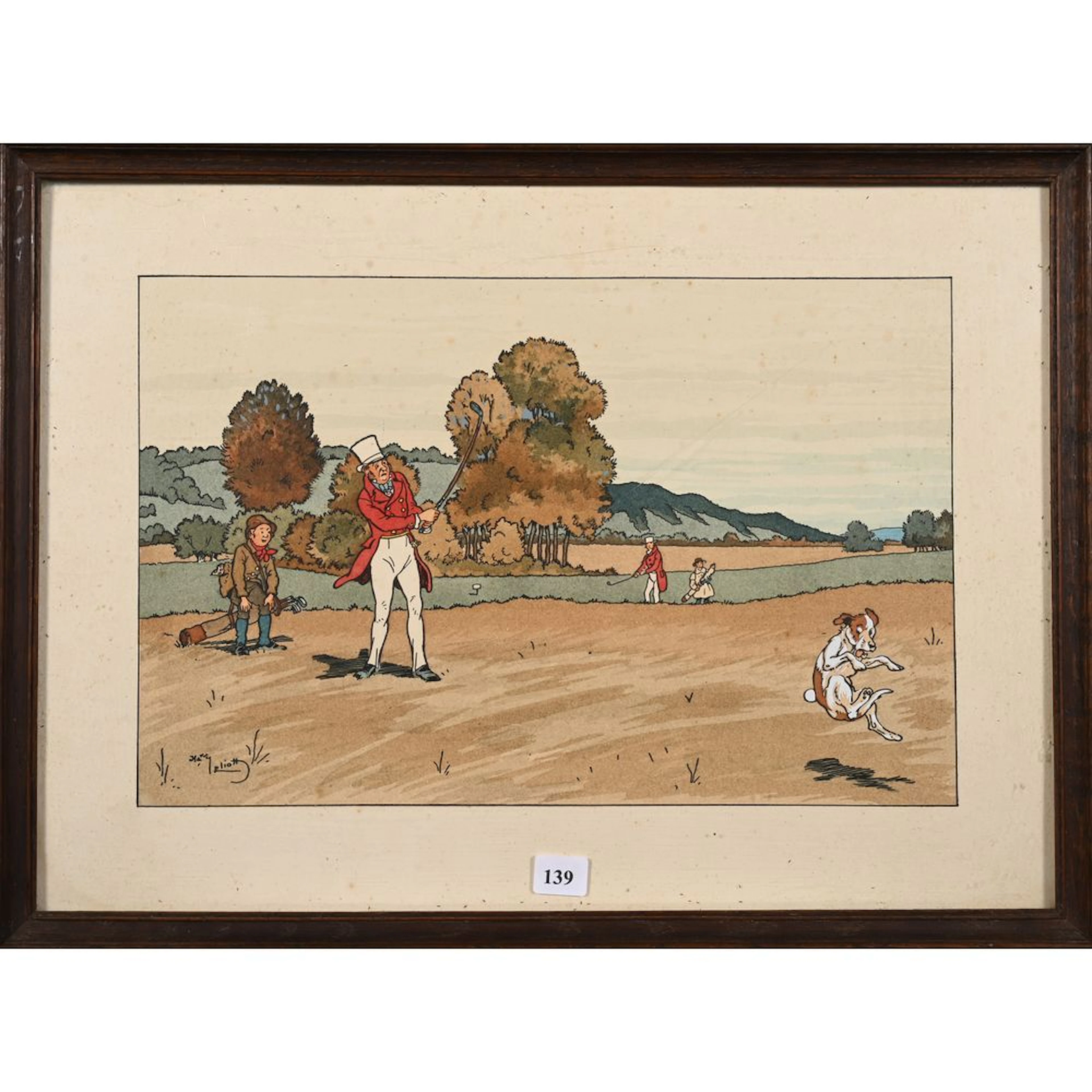 HARRY ELIOTT. “The Golf Game.” Engraving. H. 22, W. 34.