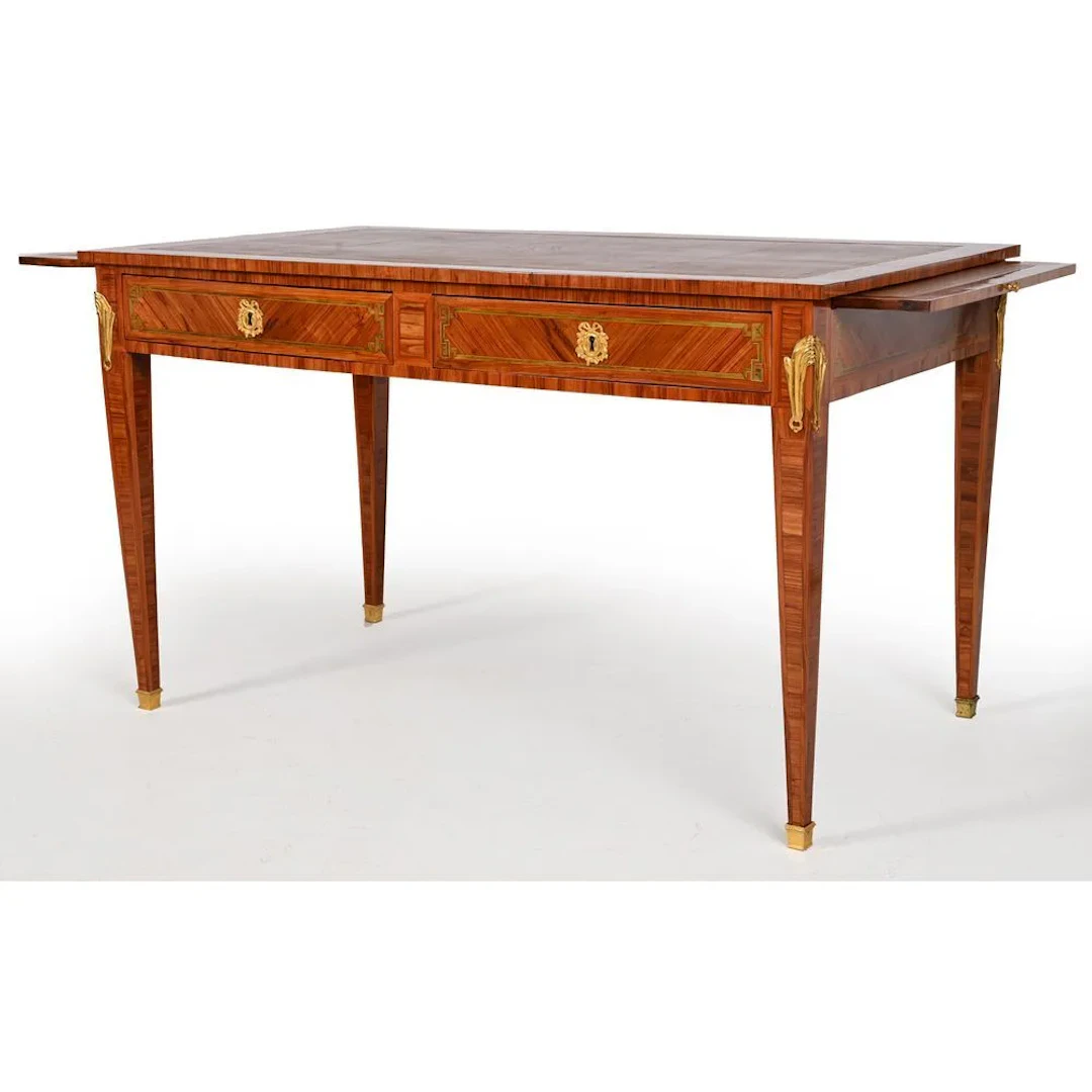 SAUNIER. LOUIS XVI FLAT DESK, rectangular on all sides, made of rosewood