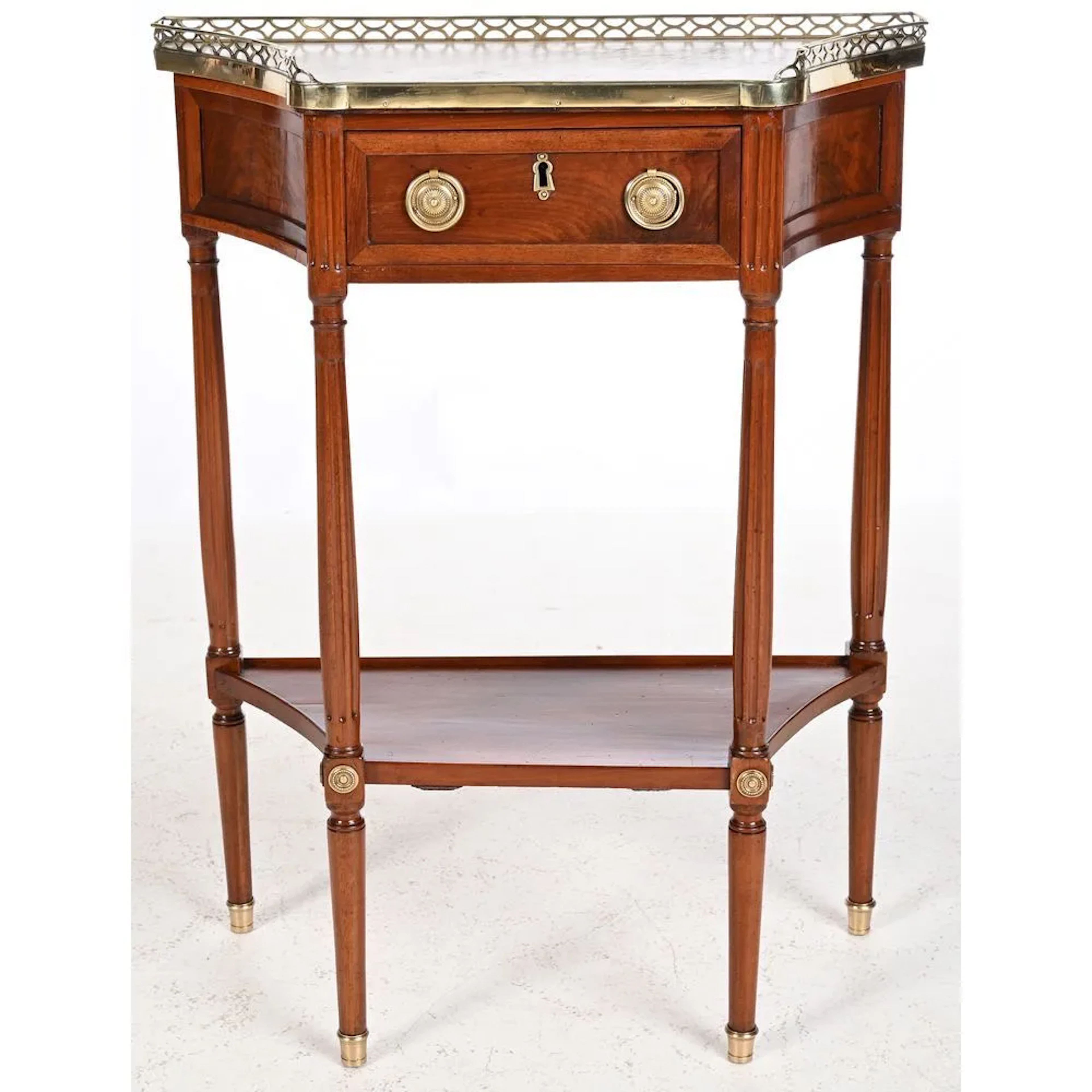 SMALL LOUIS XVI CONSOLE TABLE with curved sides, made of mahogany