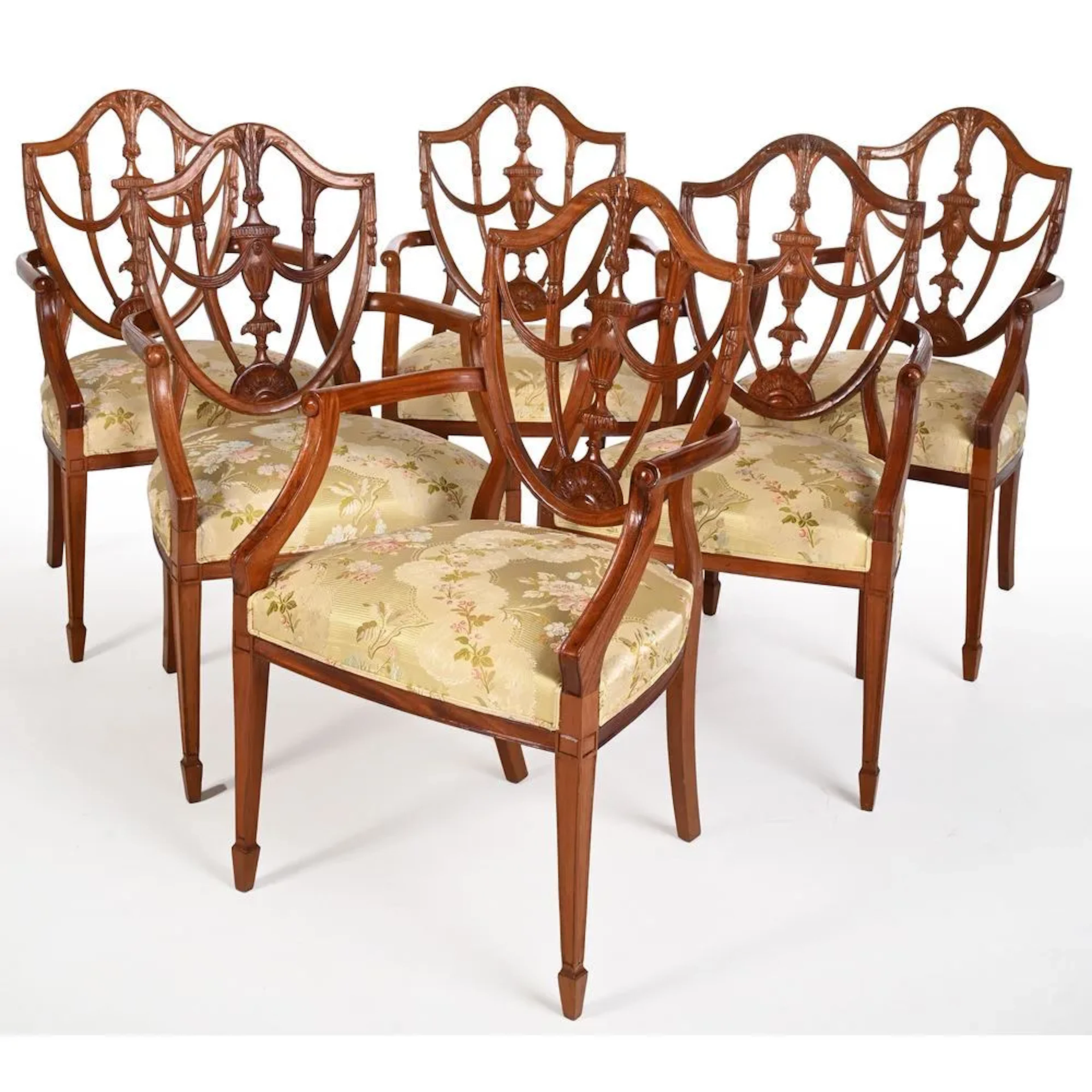 SET OF 6 DINING ROOM CHAIRS IN THE LOUIS XVI STYLE, made of light