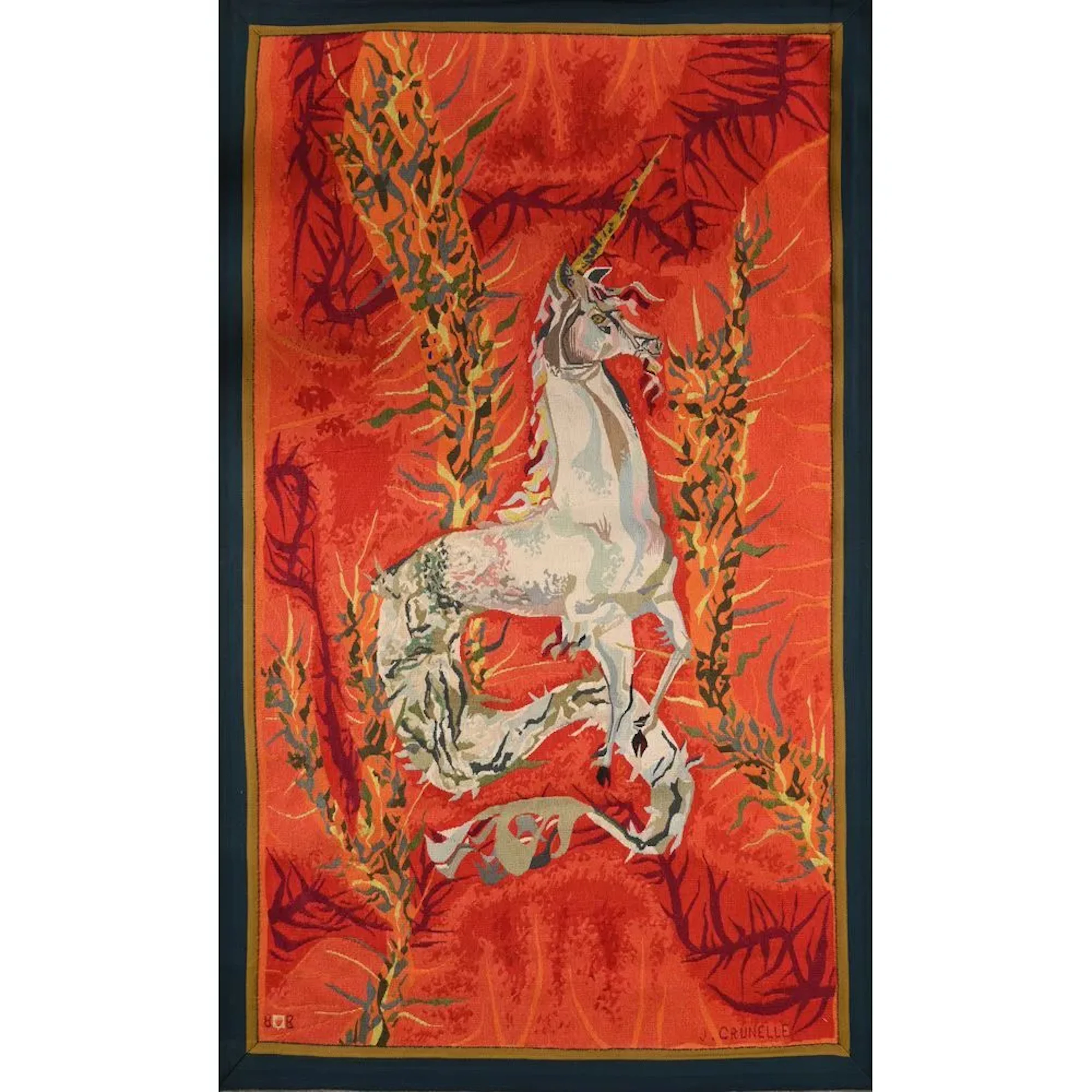 CRUNELLE, José. (1924–2012). Tapestry featuring a unicorn. H. 177, L. 108.