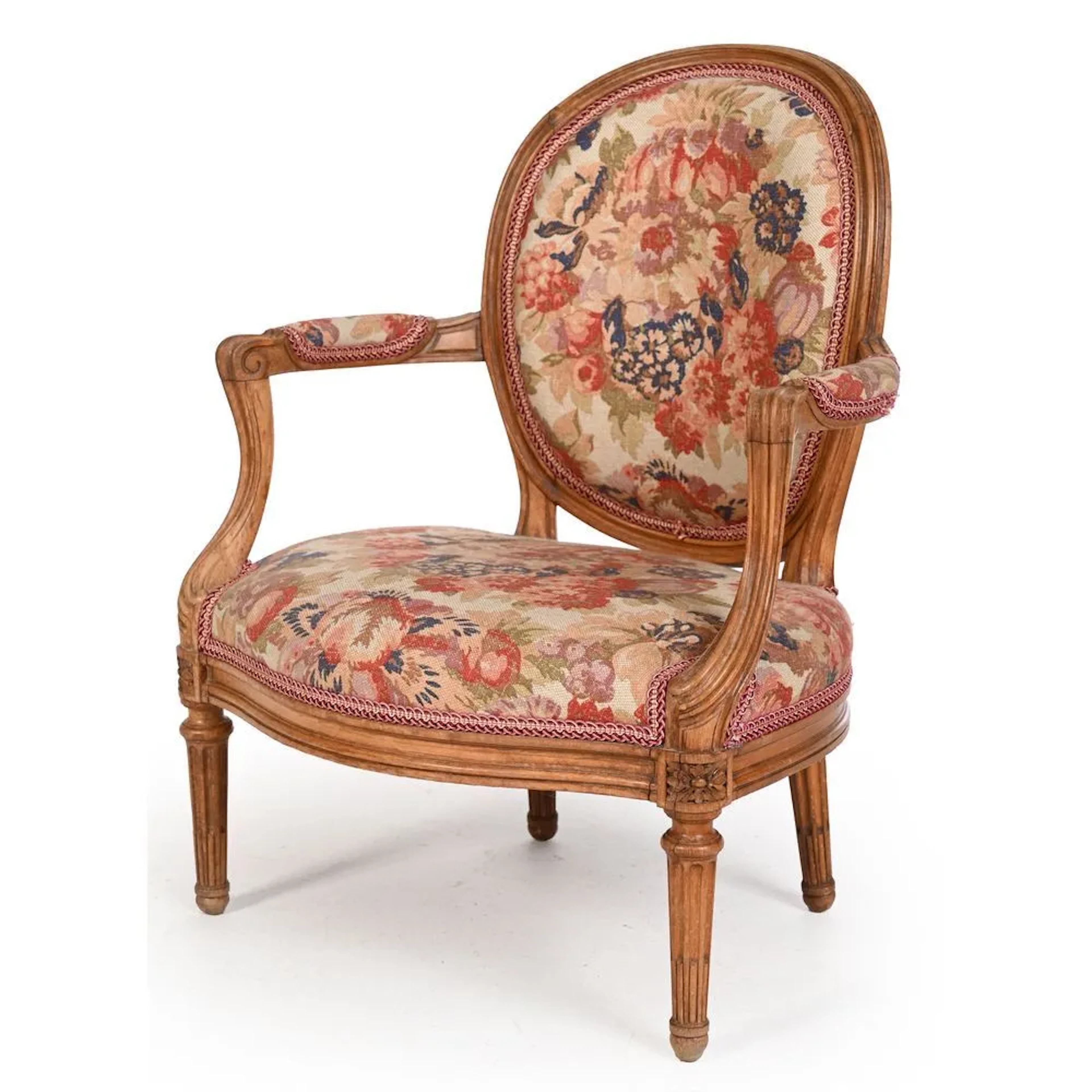 CHILDREN'S ARMCHAIR IN THE TRANSITION STYLE with curved armrests.
