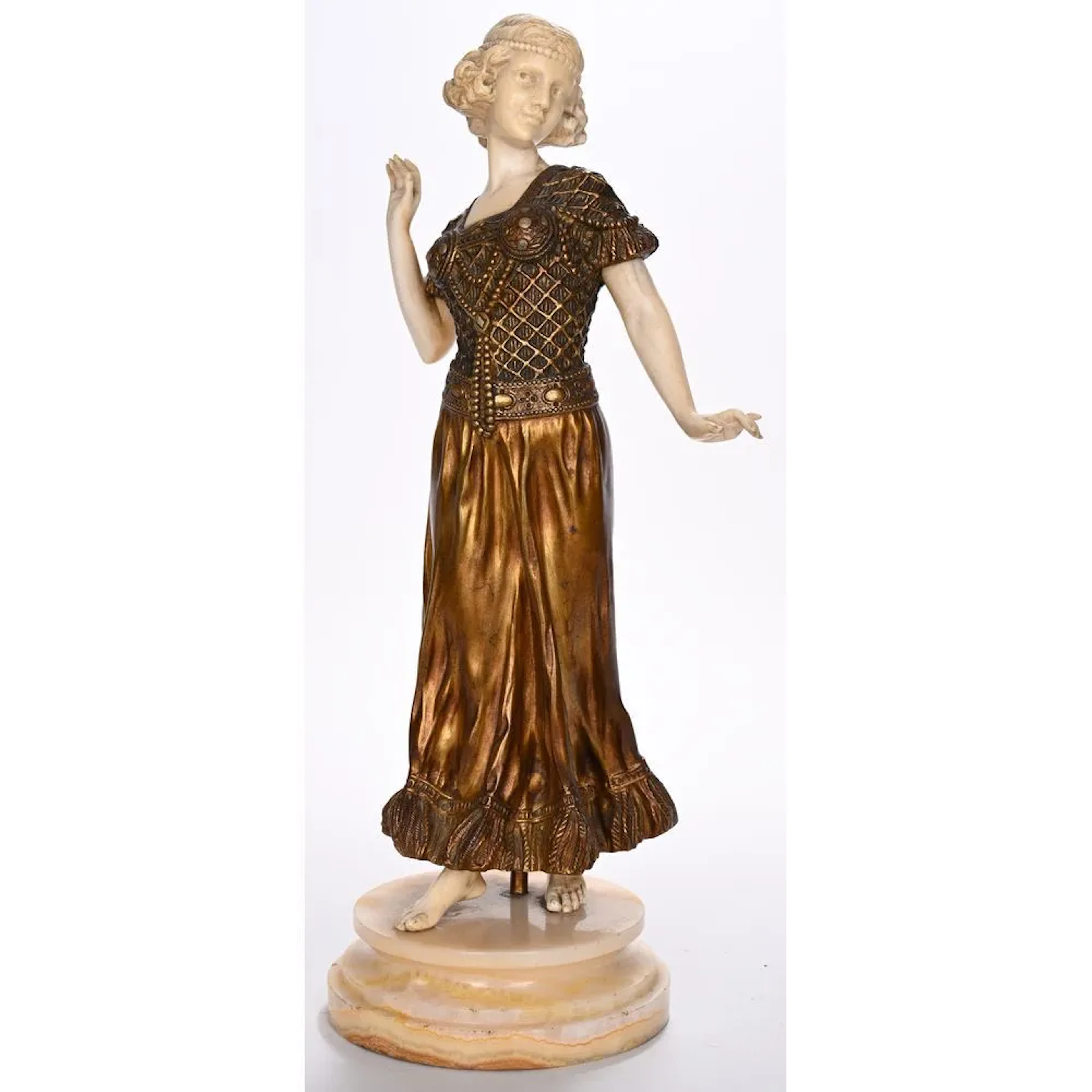 ART DECO FIGURE in chryselephantine depicting an oriental dancer.