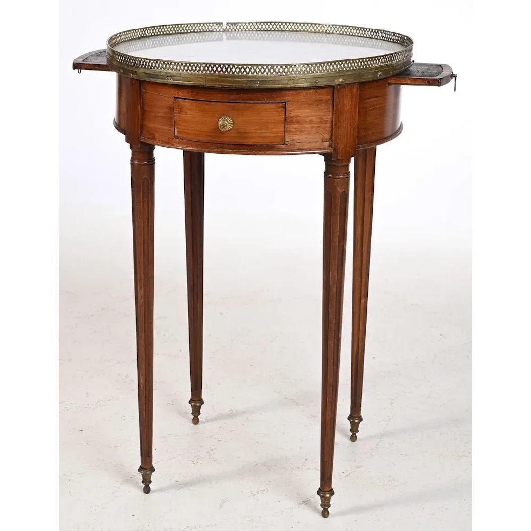 SMALL LOUIS XVI-STYLE HOT WATER BOTTLE TABLE in mahogany and mahogany