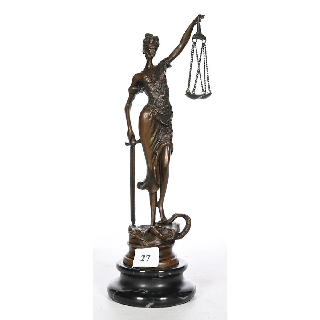 MAYER. (After). “The Allegory of Justice.” Bronze with a brown patina