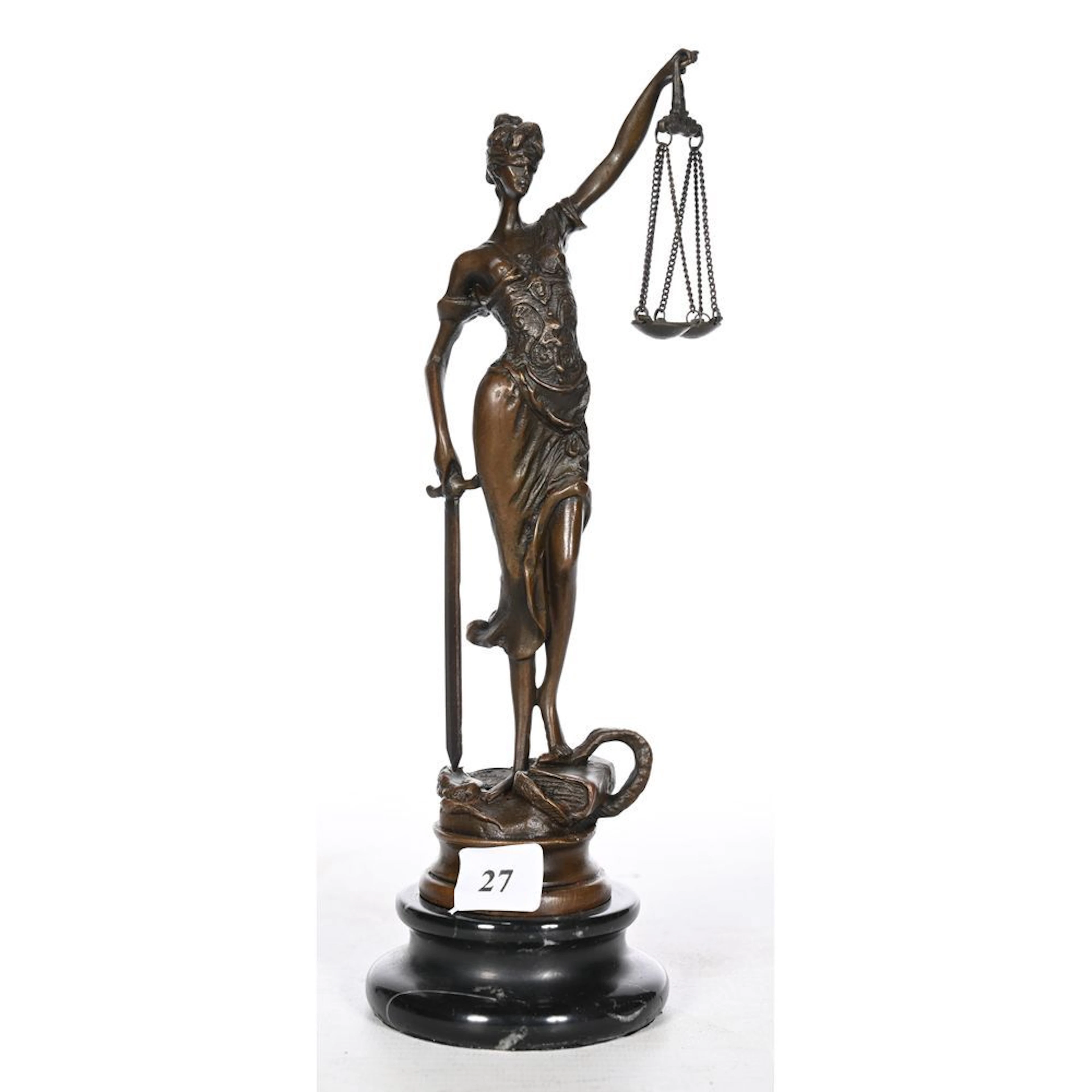 MAYER. (After). “The Allegory of Justice.” Bronze with a brown patina
