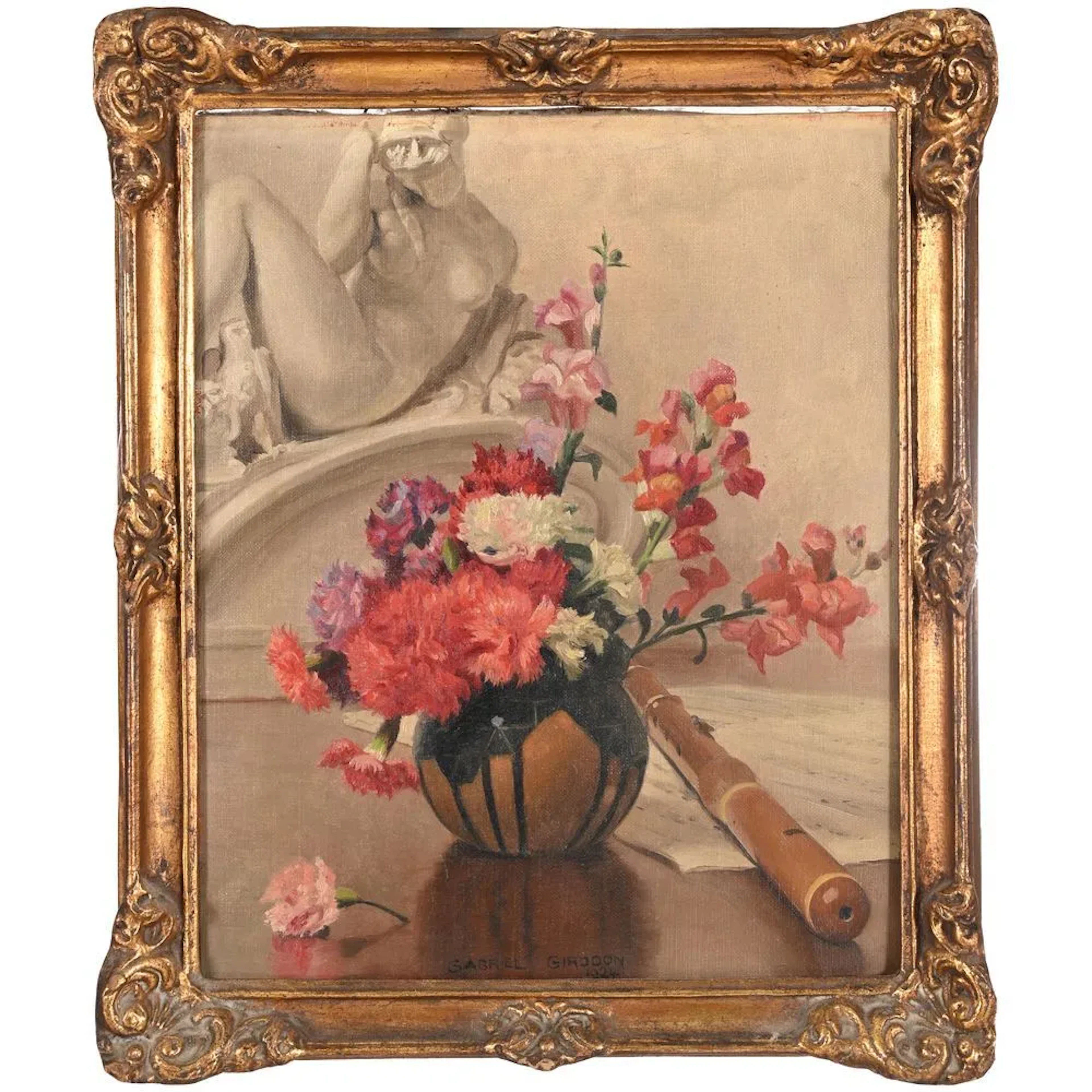 GIRODON, Gabriel Charles. (1884–1941). “Still Life with a Flute and