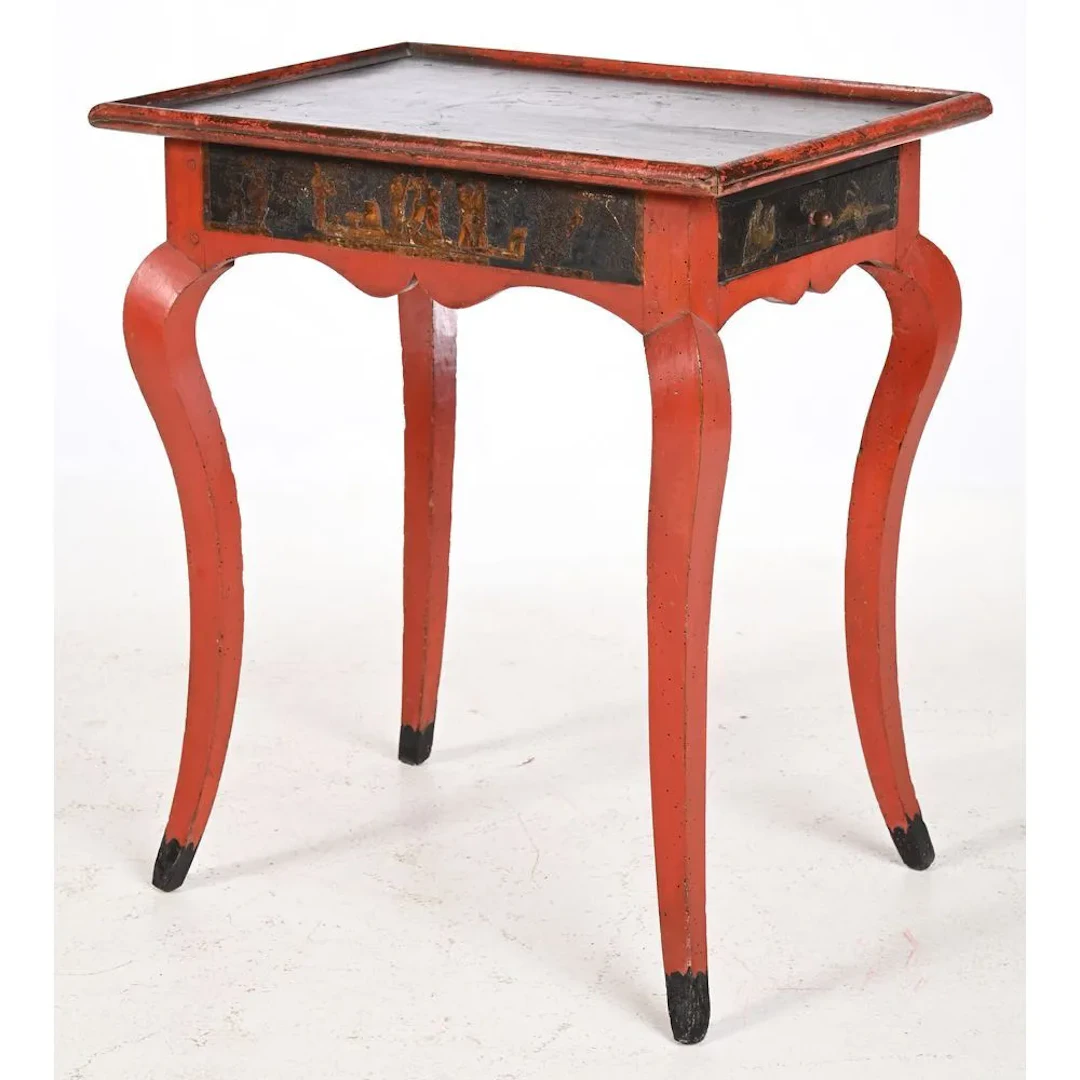 SMALL LOUIS XV TABLE in its original antique lacquer with a red and