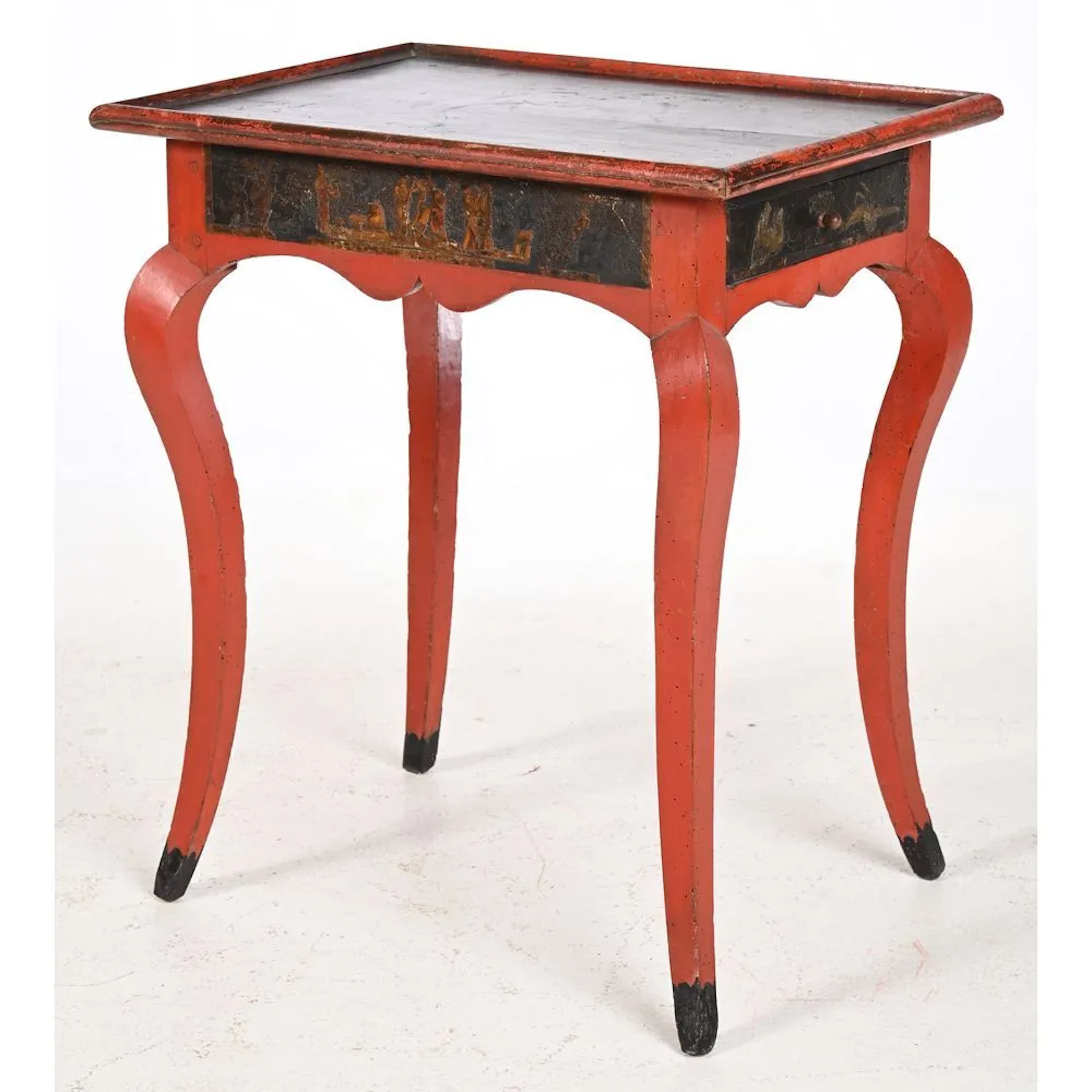SMALL LOUIS XV TABLE in its original antique lacquer with a red and