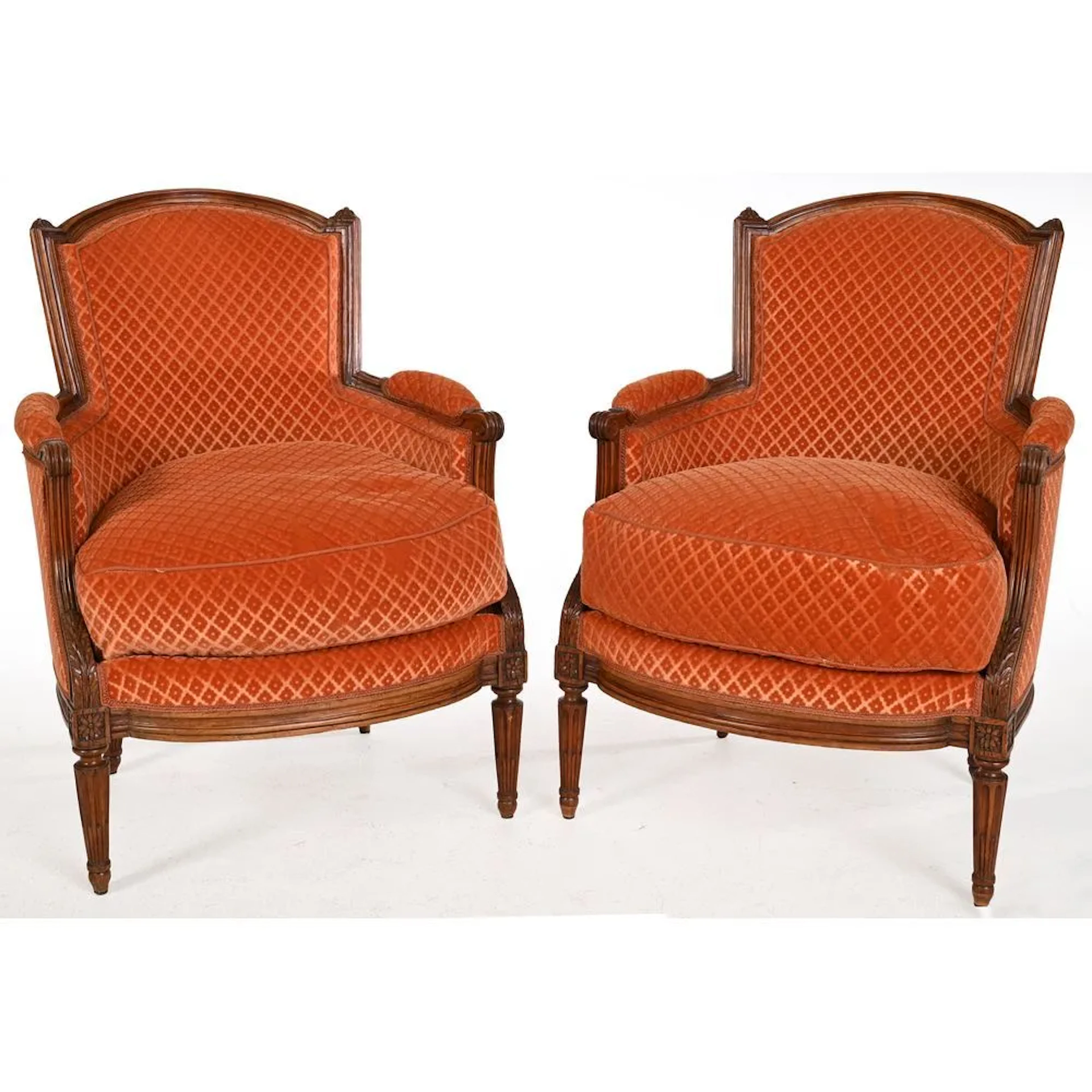 JACOB, Georges. PAIR OF LOUIS XVI BERGERES CHAIRS with molded natural