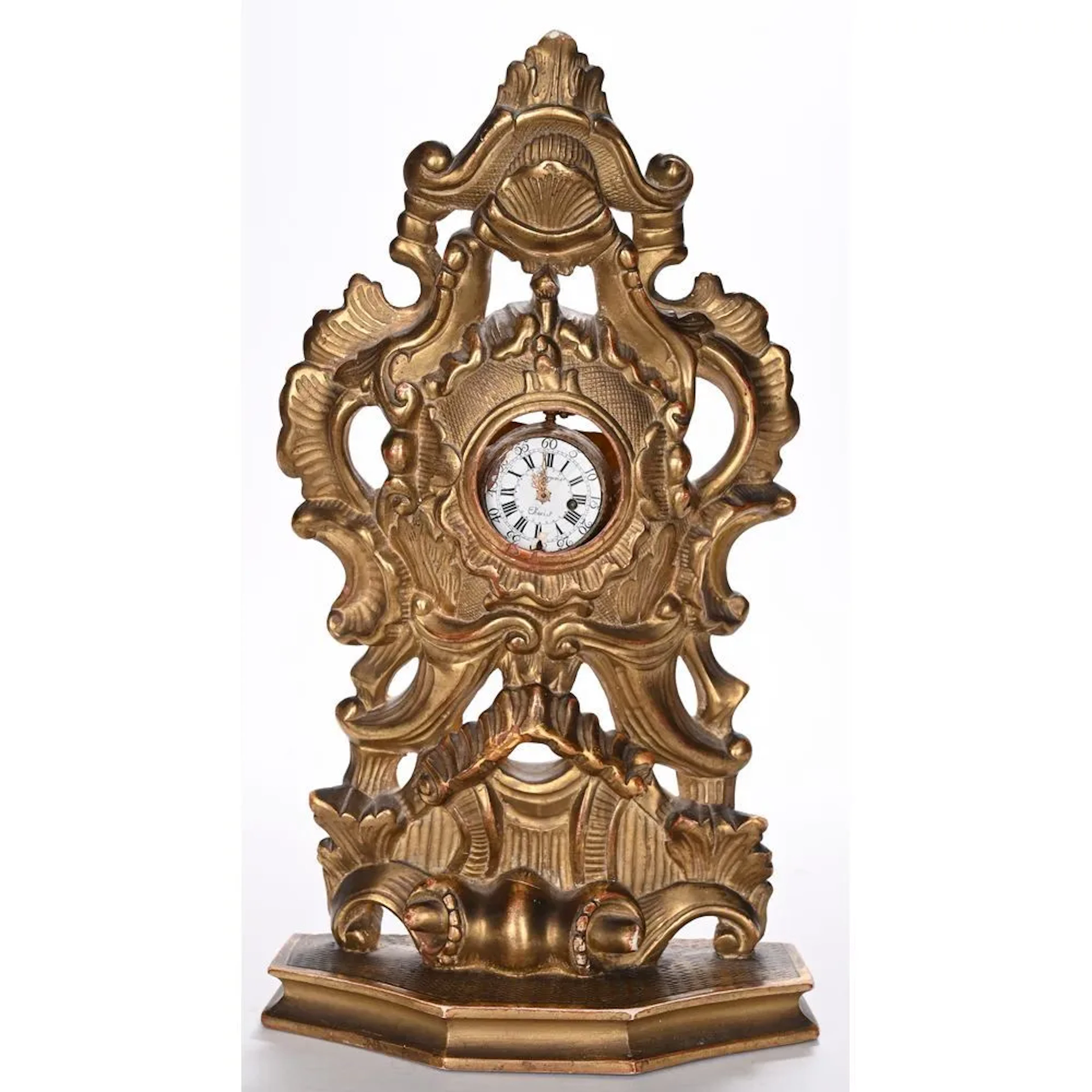 LOUIS XV WATCH HOLDER made of gilded wood and carved in the Rococo