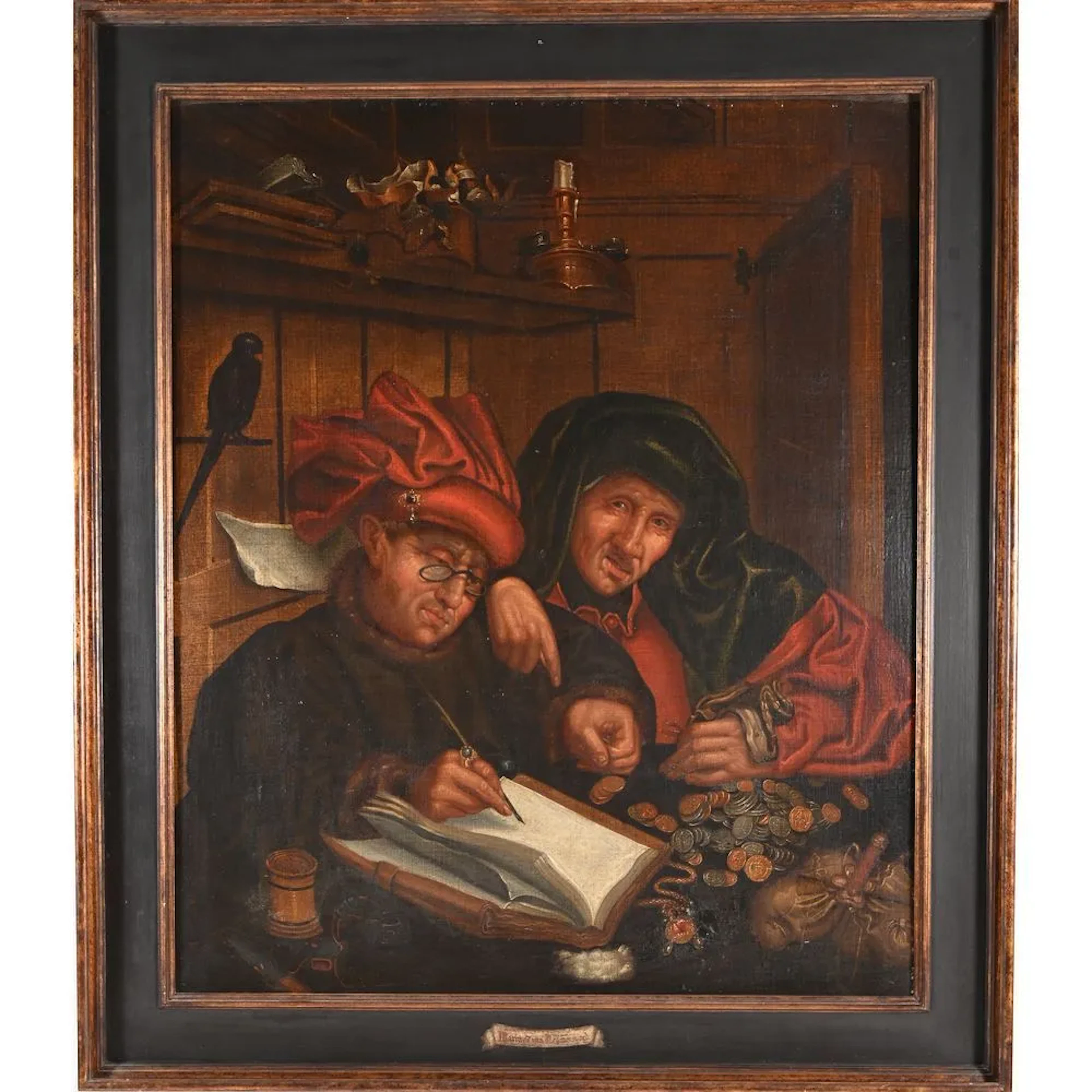 FLEMISH SCHOOL, early 18th century. “The Tax Collectors.” Large oil