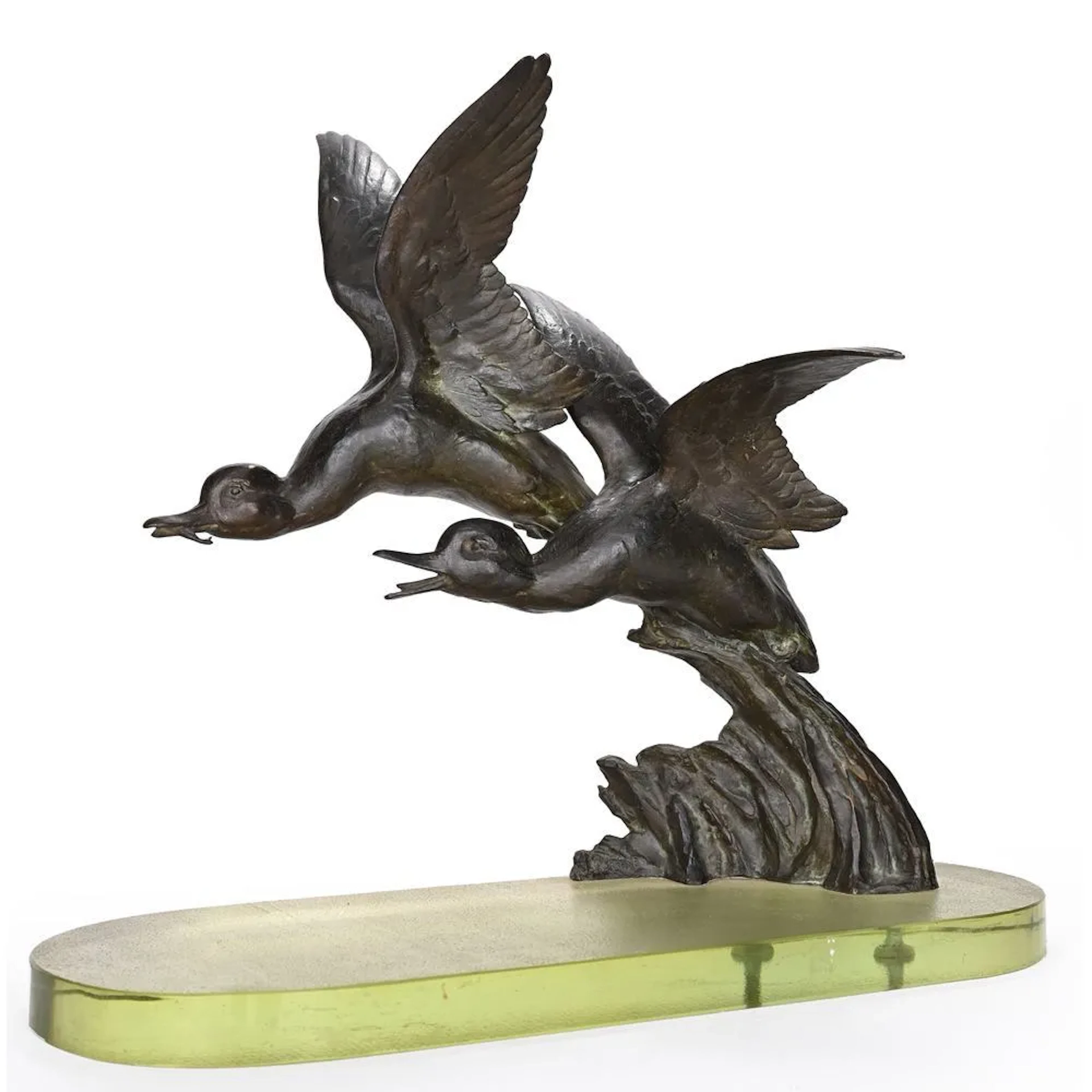 FIOT, Maximilien. (1886–1953). “Group of Teals in Flight.” Bronze