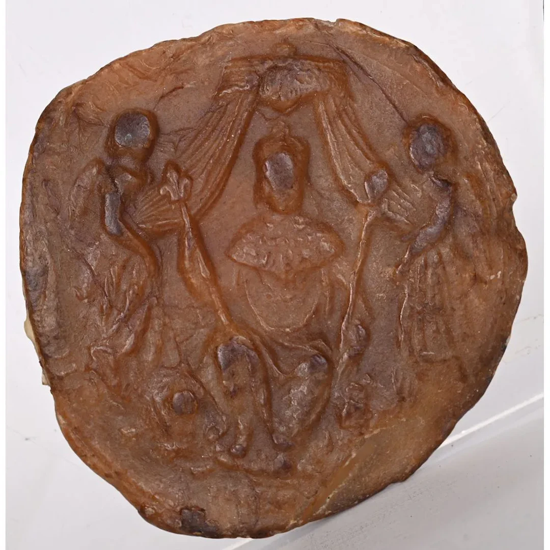 ROYAL SEAL made of wax, likely from Henry IV. The king is seated on