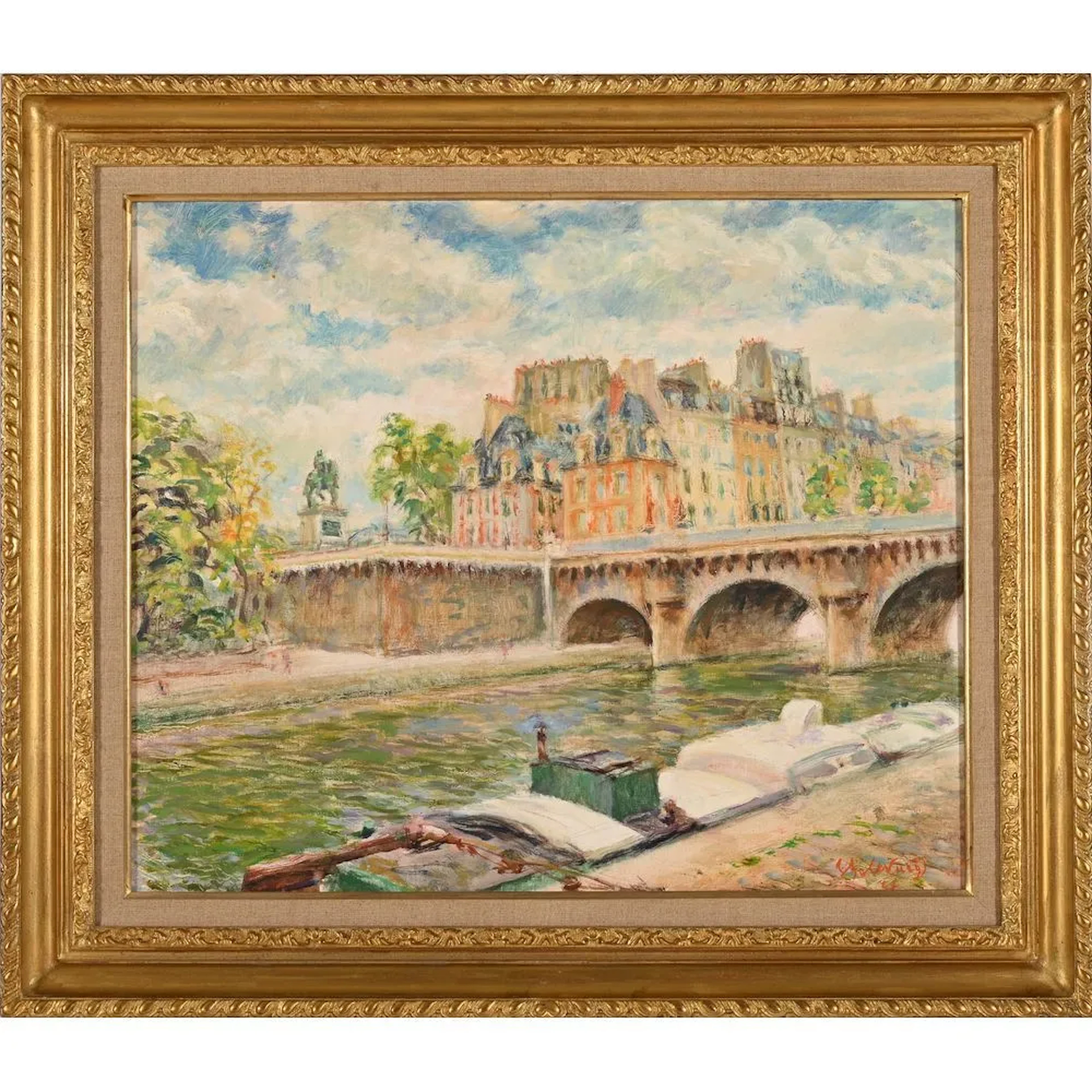 SOLER PUIG, Juan. (1906–1984). “Paris, the Pont Neuf.” Oil on canvas