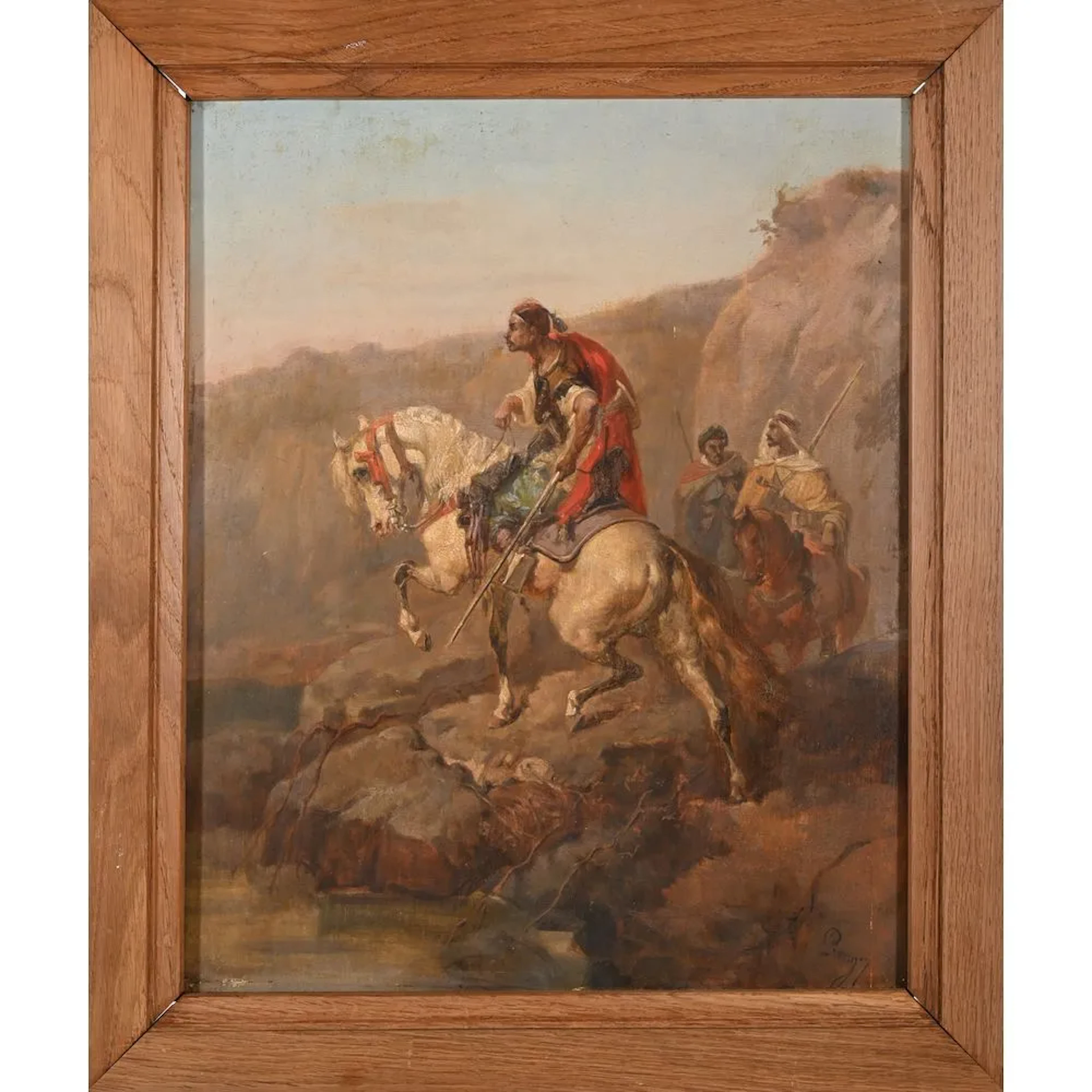 PRANGEY, Emile. (Born in 1832). “Horsemen in an Orientalist Landscape.”