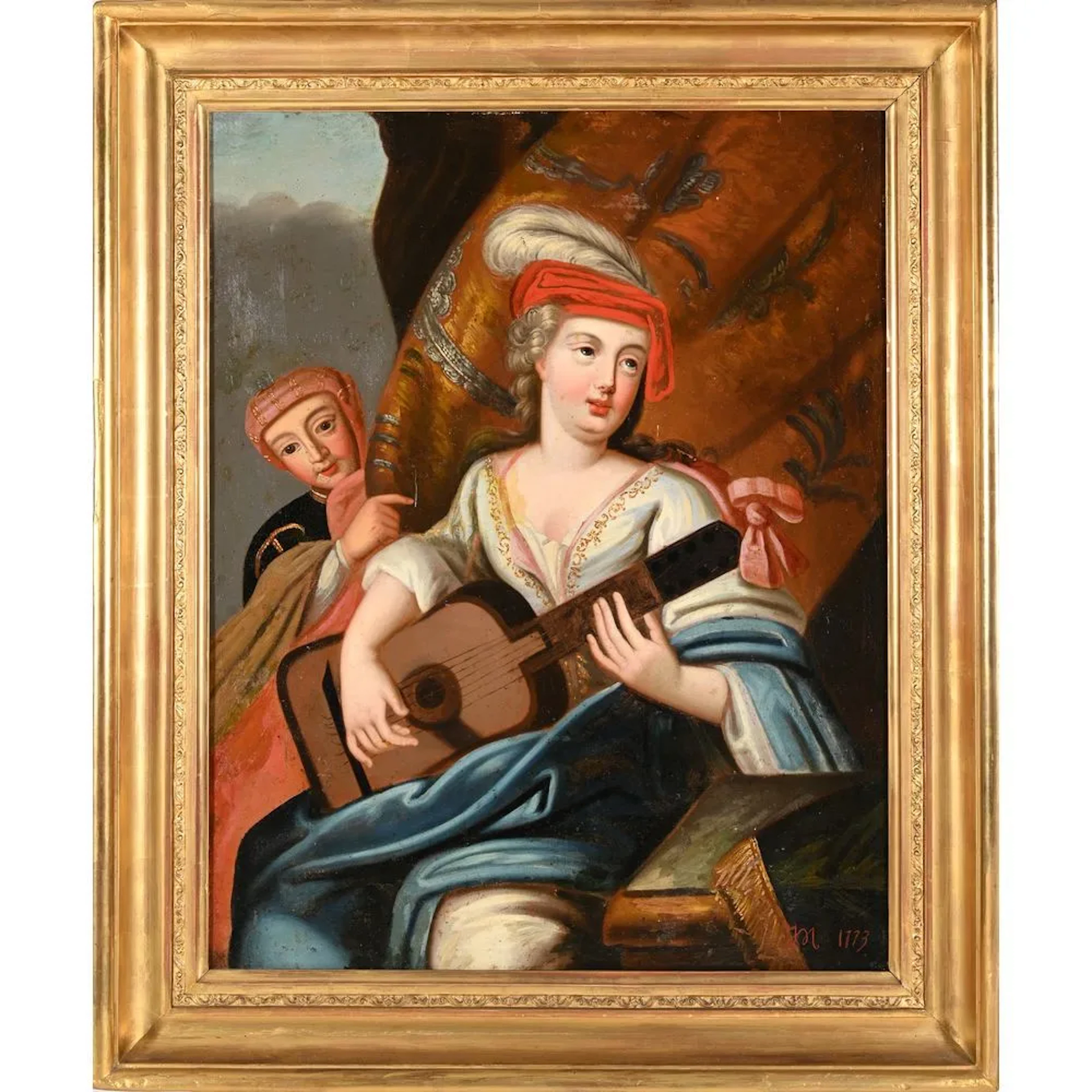 Unidentified MONOGRAM. 18th-century FRENCH SCHOOL. “The Zither Player.”