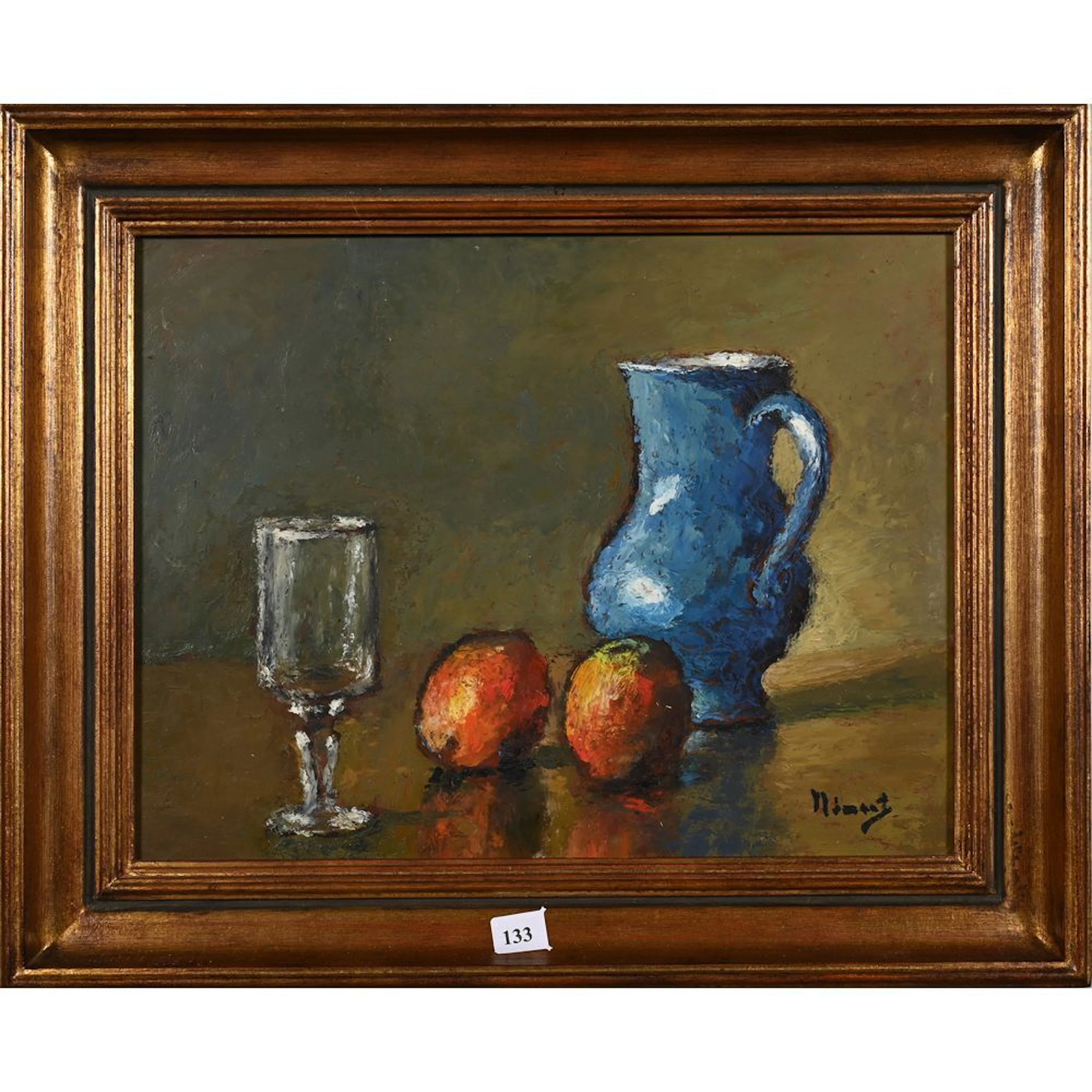 NIAUT, Félix. “The Blue Pot.” Signed oil on hardboard. H.26 L.34.