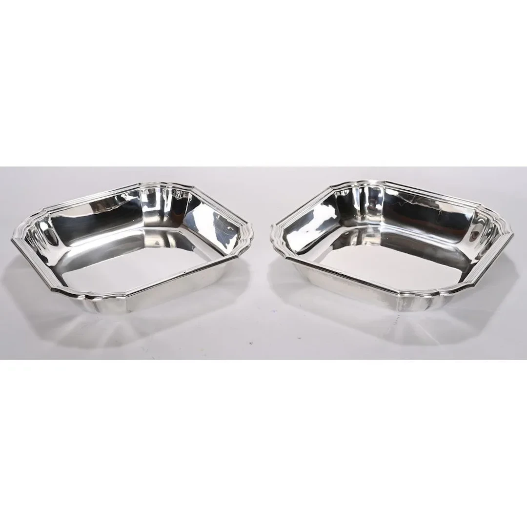BANCELIN, Jacques. PAIR OF octagonal bowls in solid silver, hallmarked