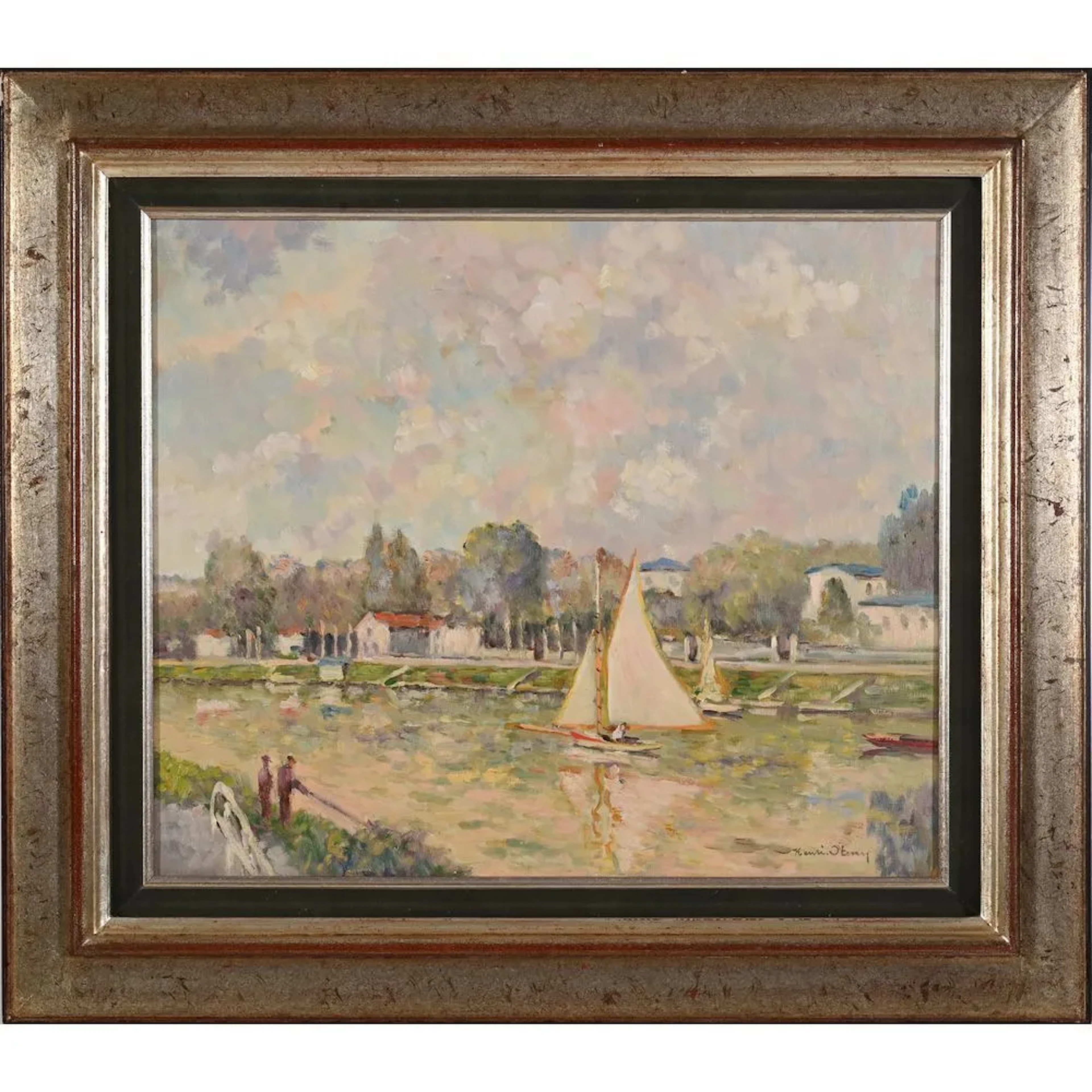STENN, Henri. (1903–1993). “Scene Along the Marne.” Signed and framed