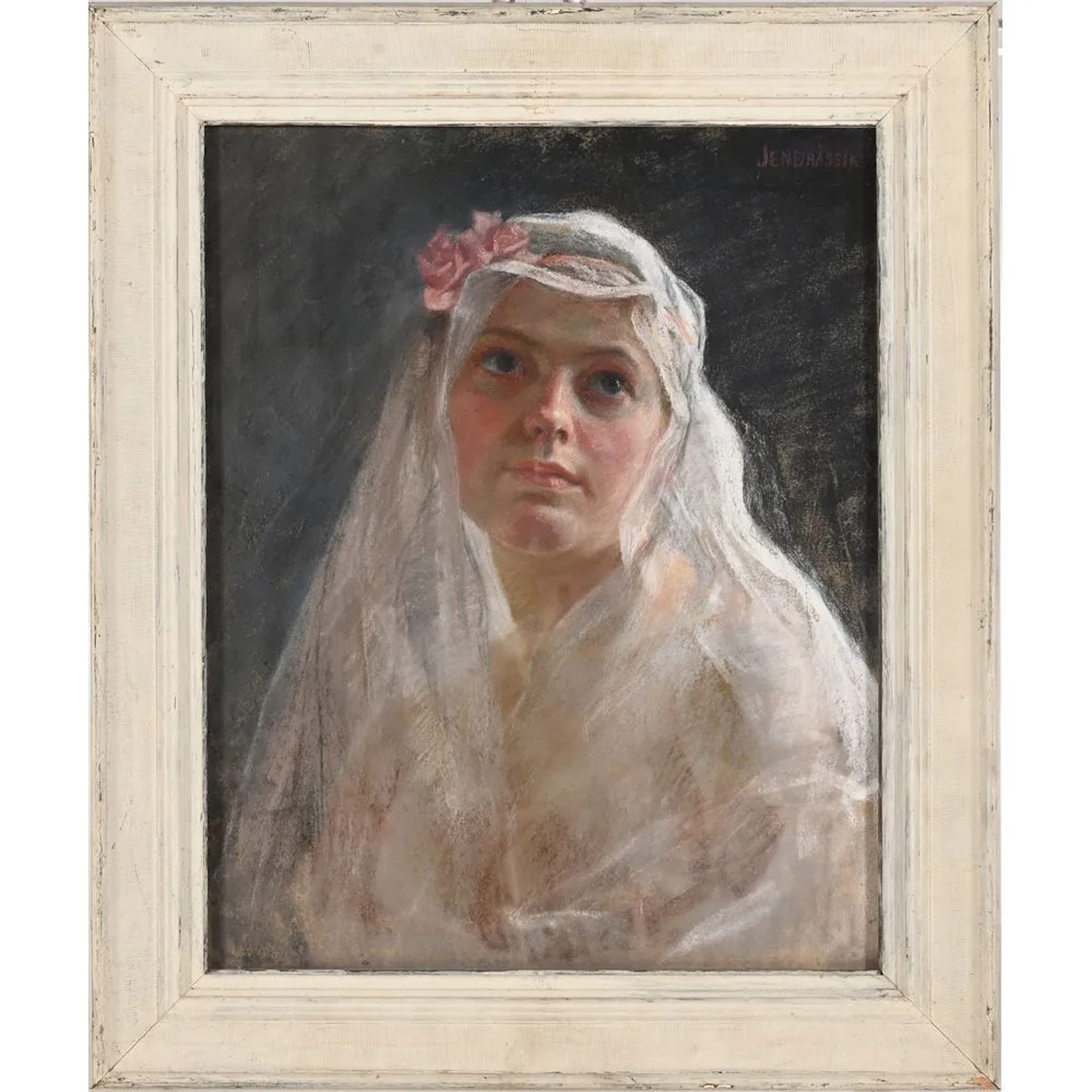 JENDRASSIK, Jeno. (1860–1919). “Portrait of a Woman.” Pastel, signed