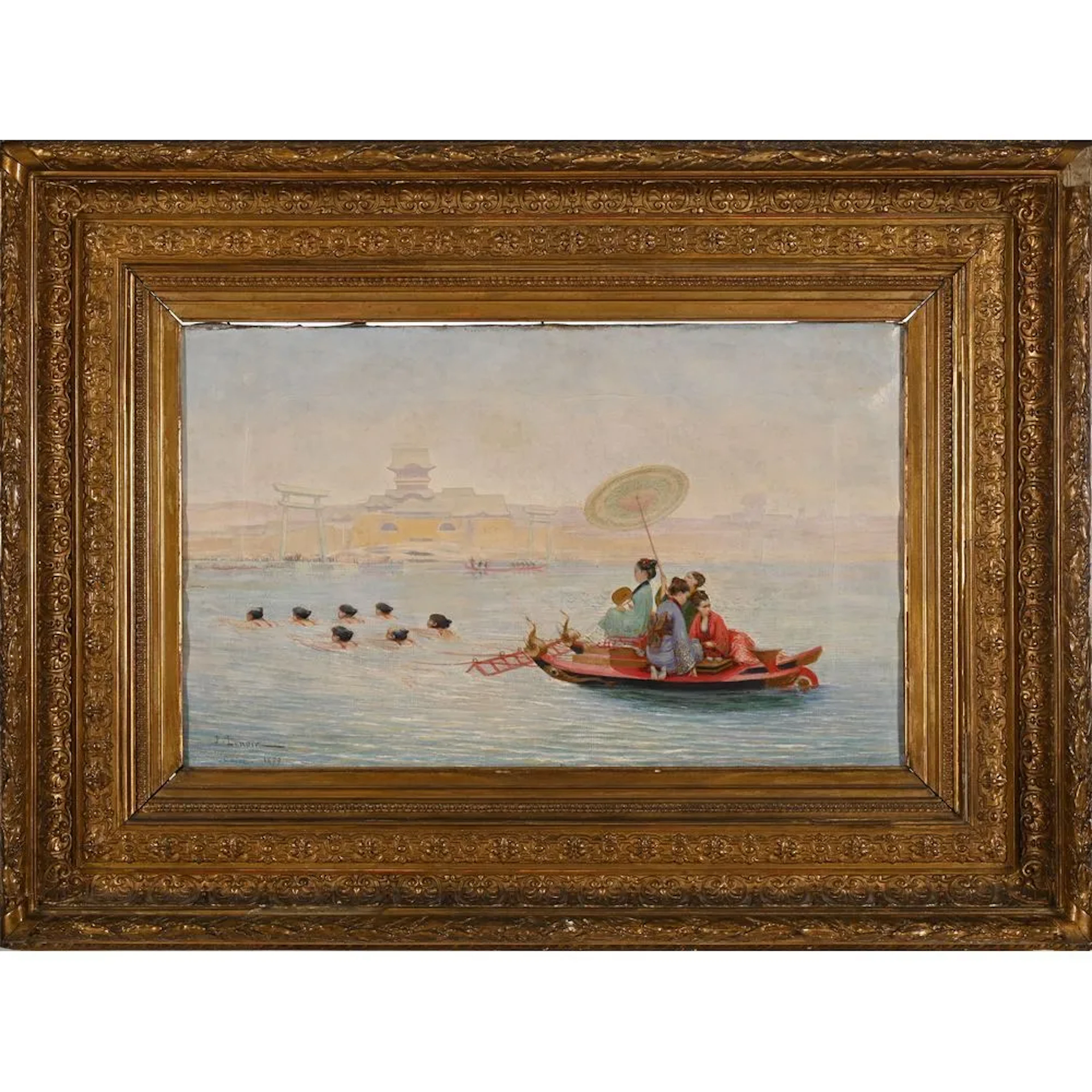 LENOIR, Paul-Marie. (1843–1881). “Bathers Pulling Elegant Ladies onto