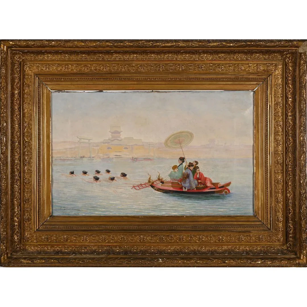 LENOIR, Paul-Marie. (1843–1881). “Bathers Pulling Elegant Ladies onto
