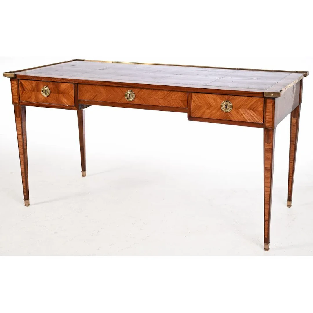 LOUIS XVI FLAT-TOP DESK made of rosewood, palisander, and satinwood