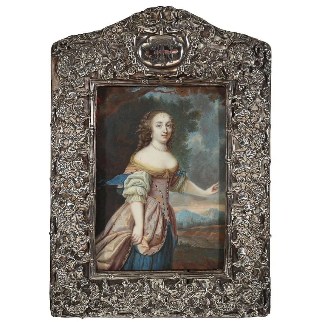 BEAUBRUN. (Studio of). “Portrait of an Elegant Woman Against a Landscape