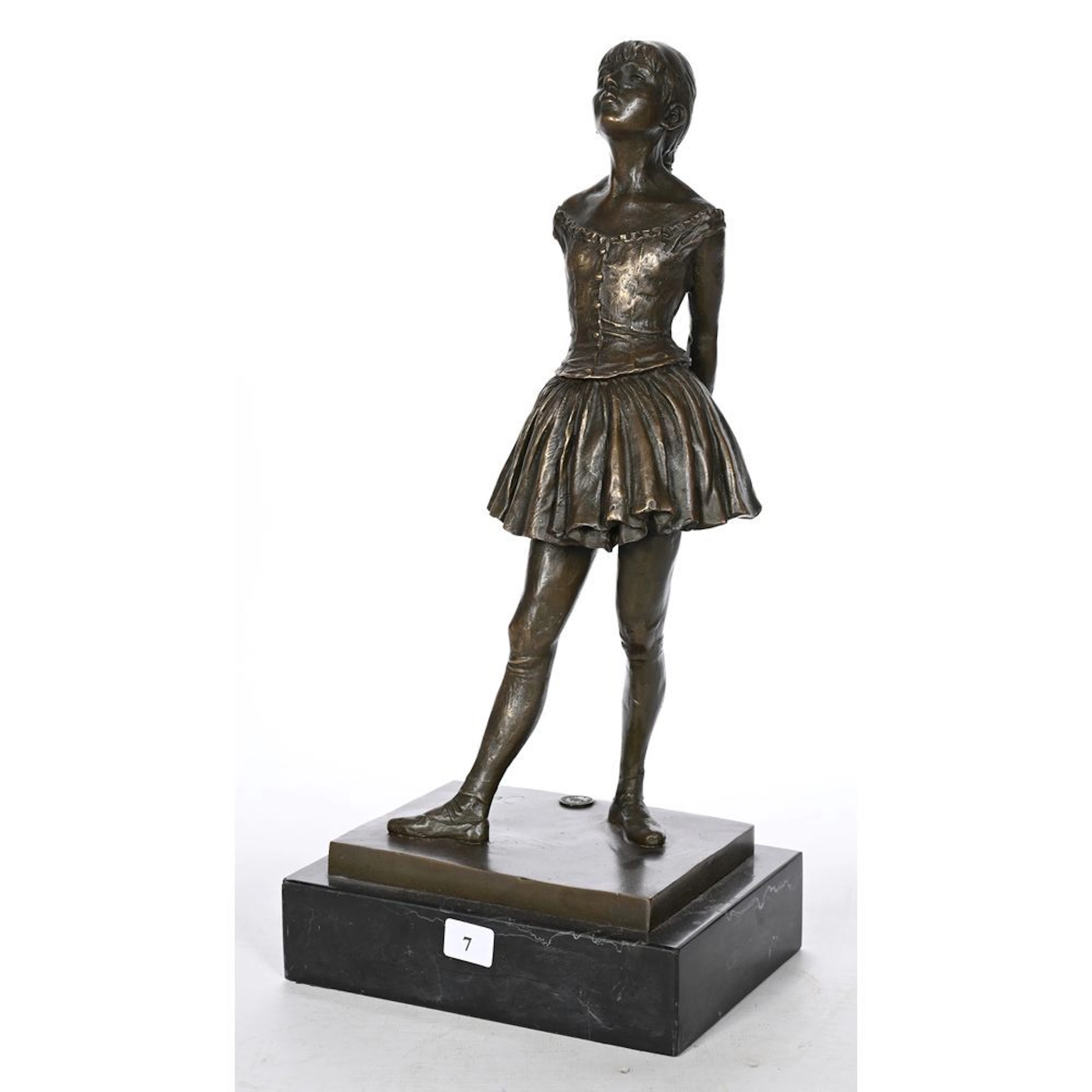 DEGAS. (After). “The Little Dancer.” Bronze with a nuanced brown patina.