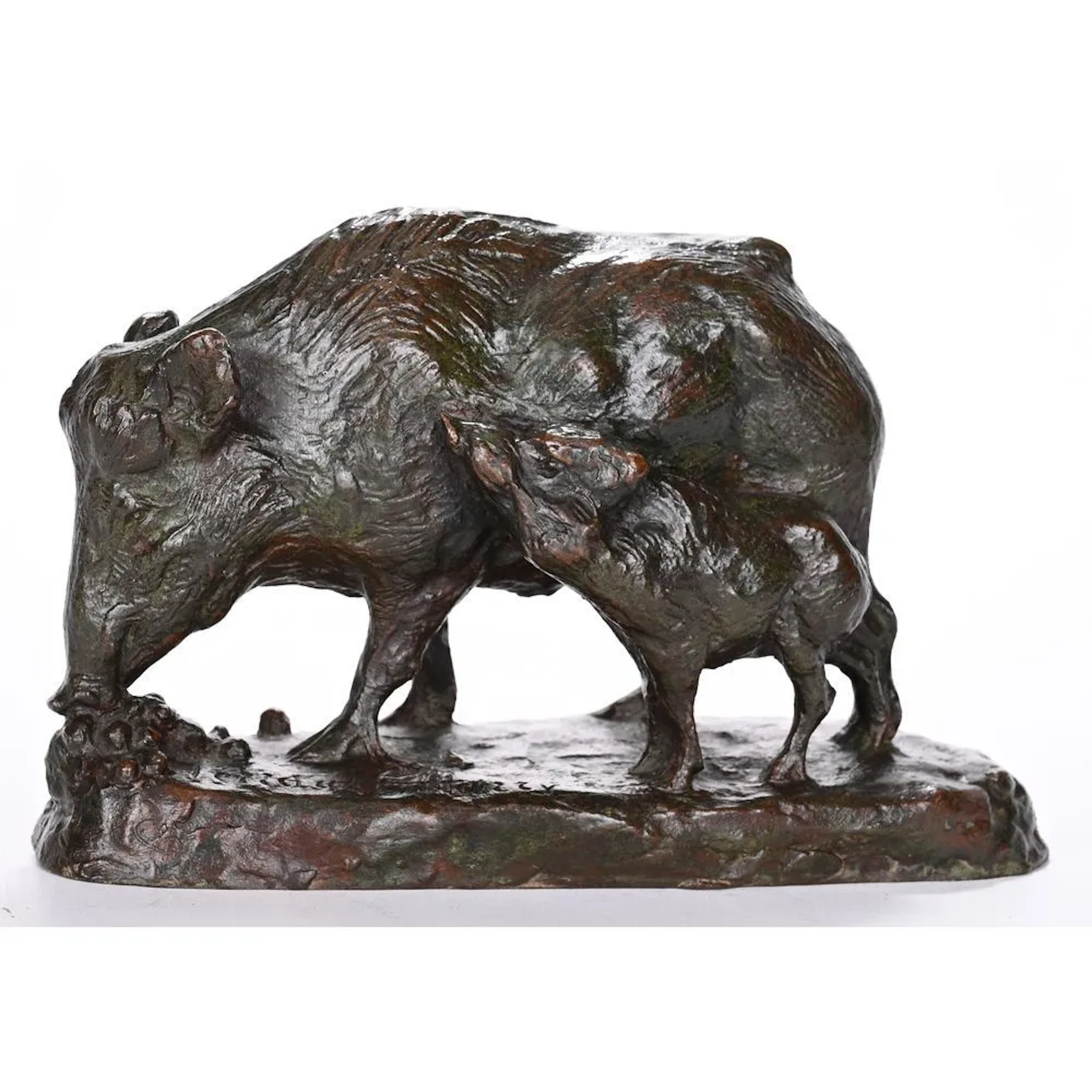 PERRAULT-HARRY, Emile. (1878–1938). “Sow and Her Piglet.” Bronze with