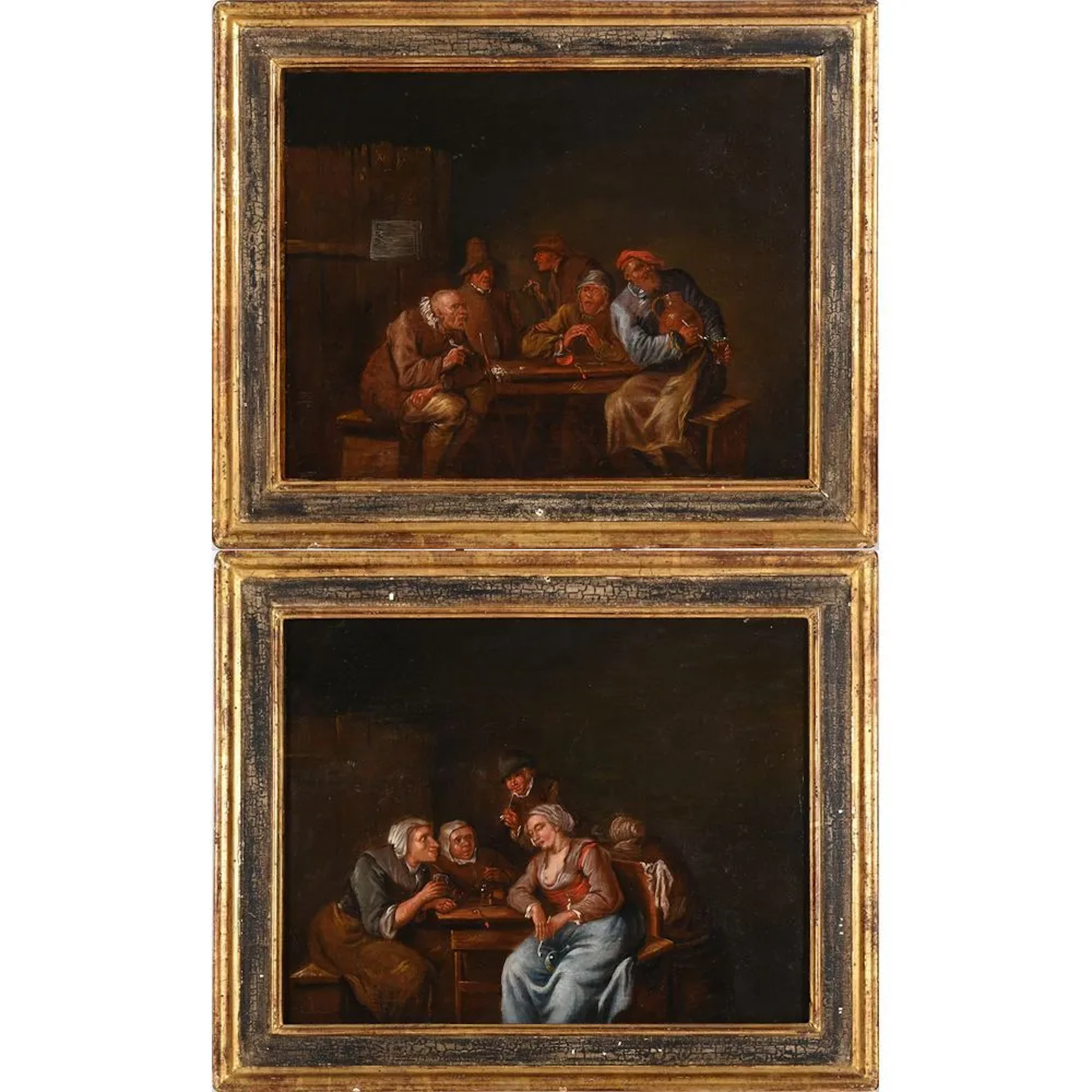 HEEMSKERCK. (Attributed to). “Pair of Tavern Scenes.” 2 framed matching