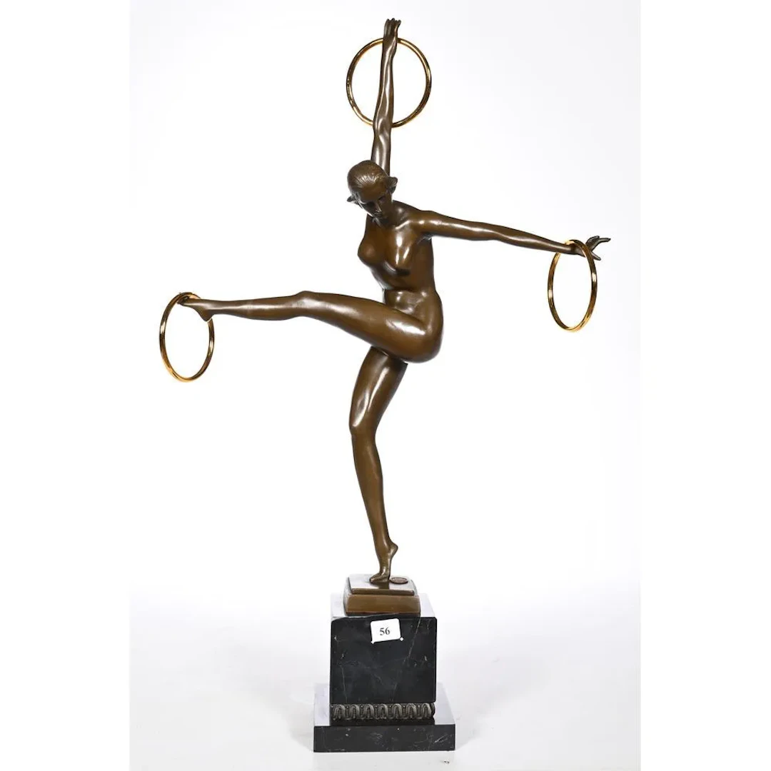 DUVERNET. “The Dancer with the Hoop.” Bronze with a brown patina.