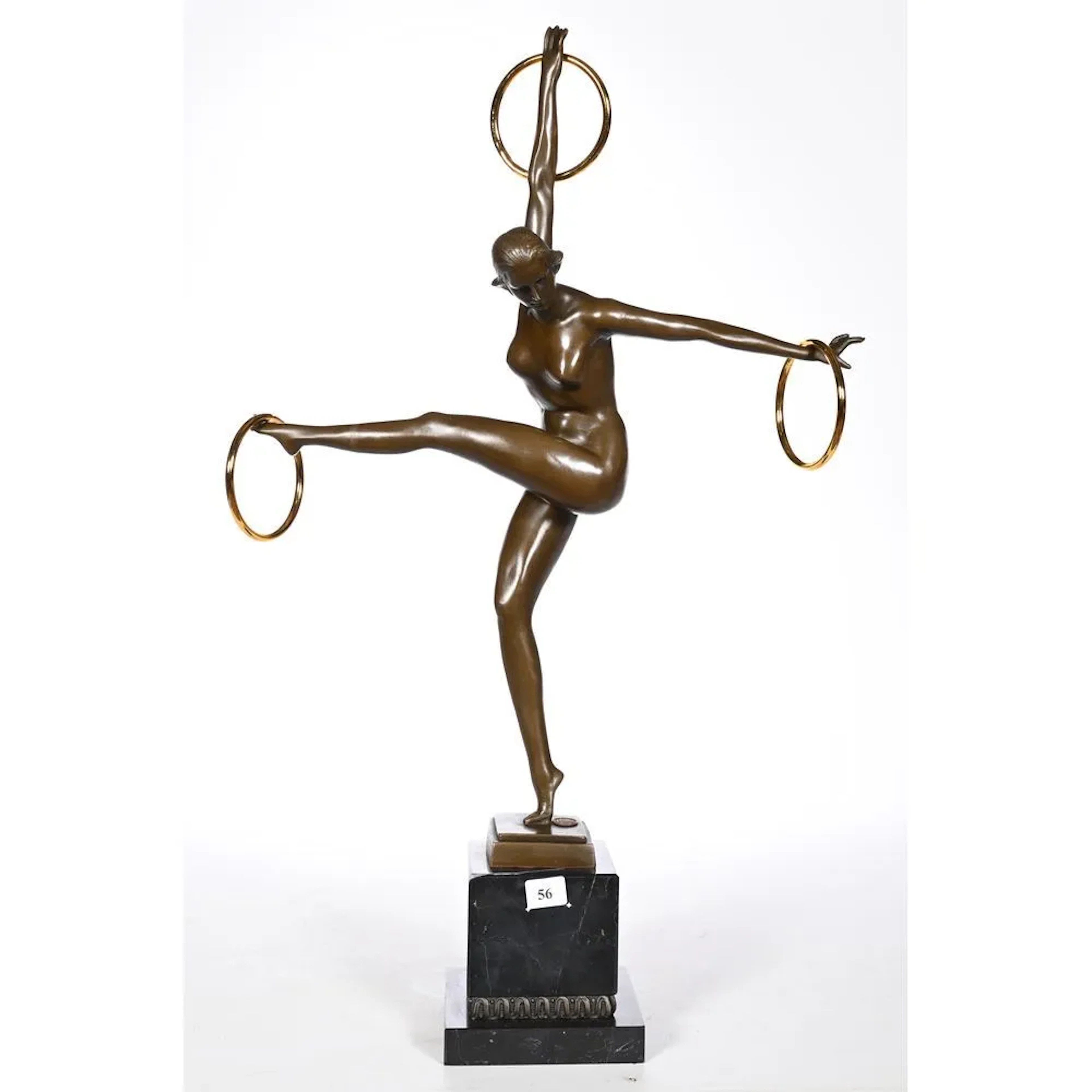 DUVERNET. “The Dancer with the Hoop.” Bronze with a brown patina.