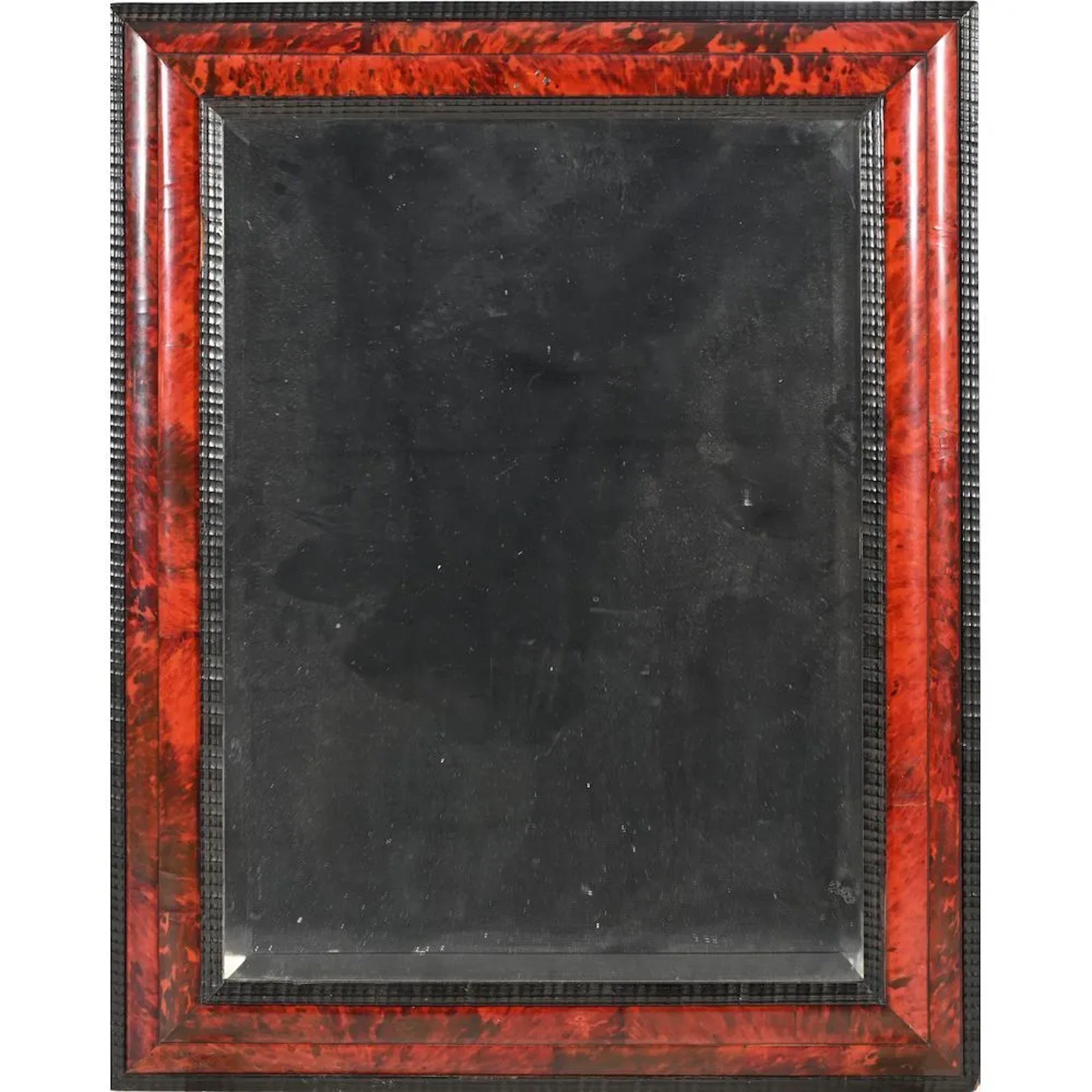 LOUIS XIV MIRROR in red tortoiseshell and blackened wood with small