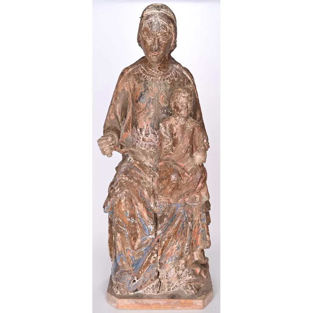"Virgin in Majesty with the Blessing Child." Wood with traces of former