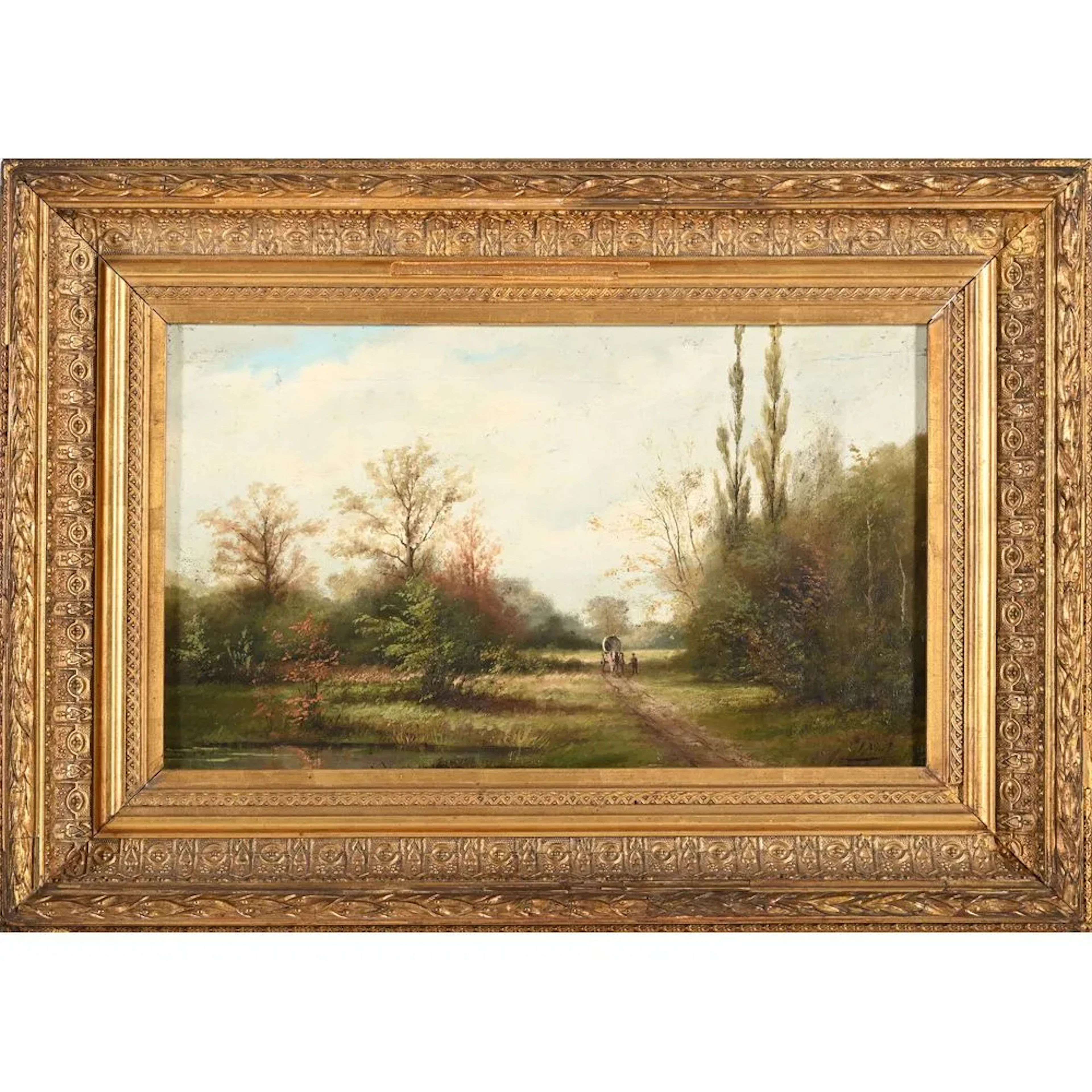 Jules NOËL. (1815–1881). “The Return of the Stagecoach in a Forest