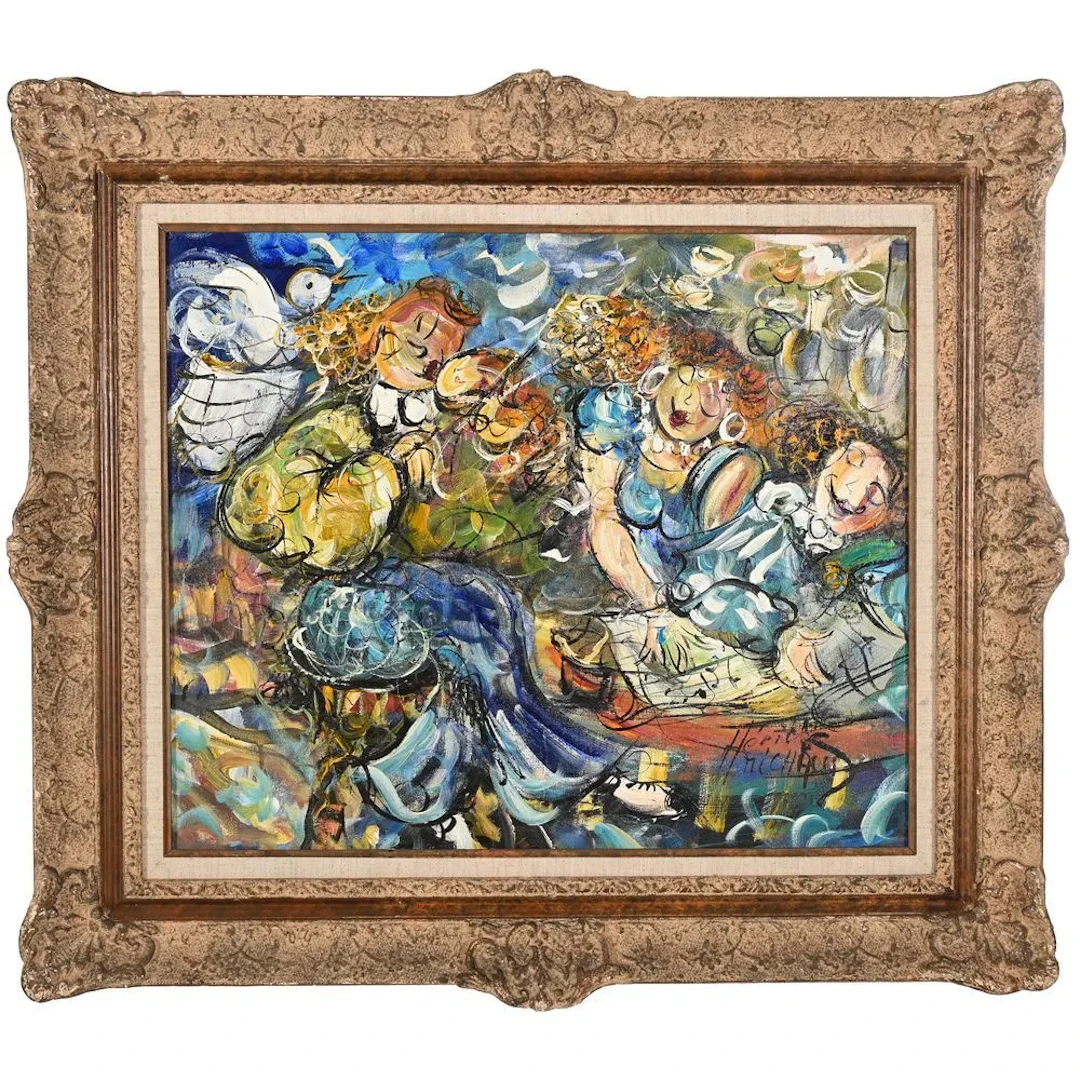 MICHAUD, Herick. (1954). “Les impresarios.” Oil on canvas, signed