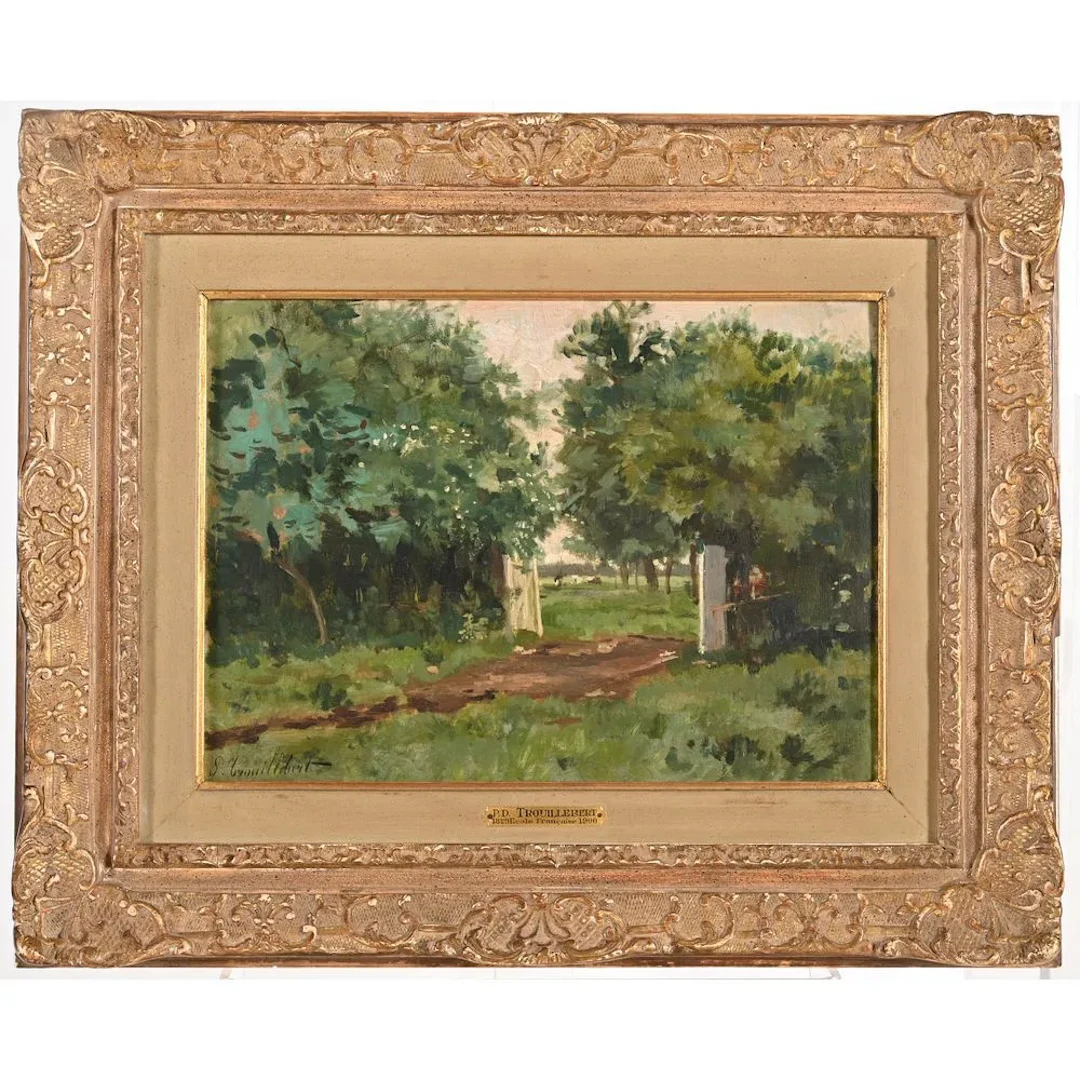 TROUILLEBERT, Paul Désiré. (1829–1900). “Entering the Pasture.” Oil