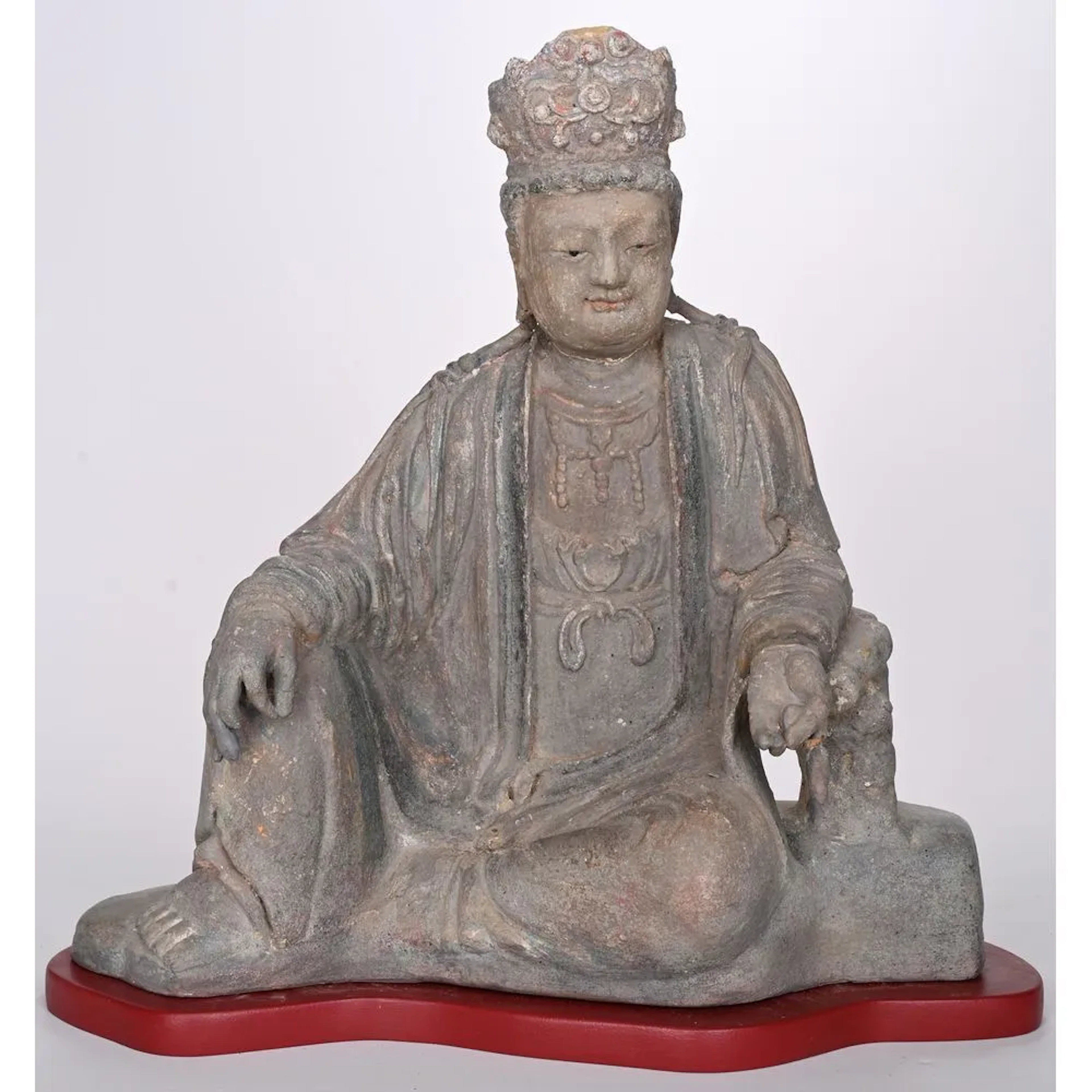 AVALOKITESVARA BODHISATTVA in a royal reclining posture. Terracotta