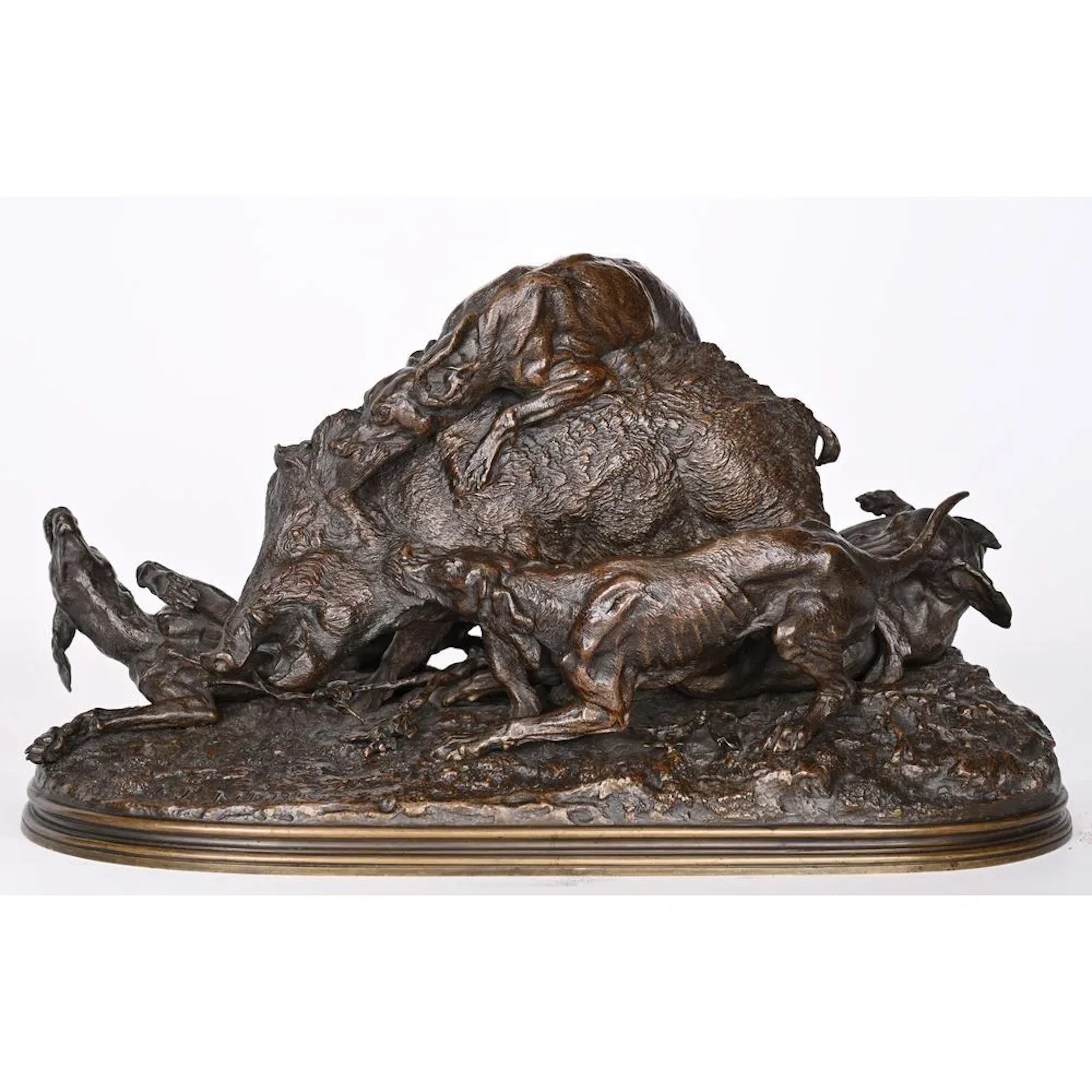 MENE, Pierre-Jules. (1810–1879). “Wild Boar Hunt (Wild Boar Caught