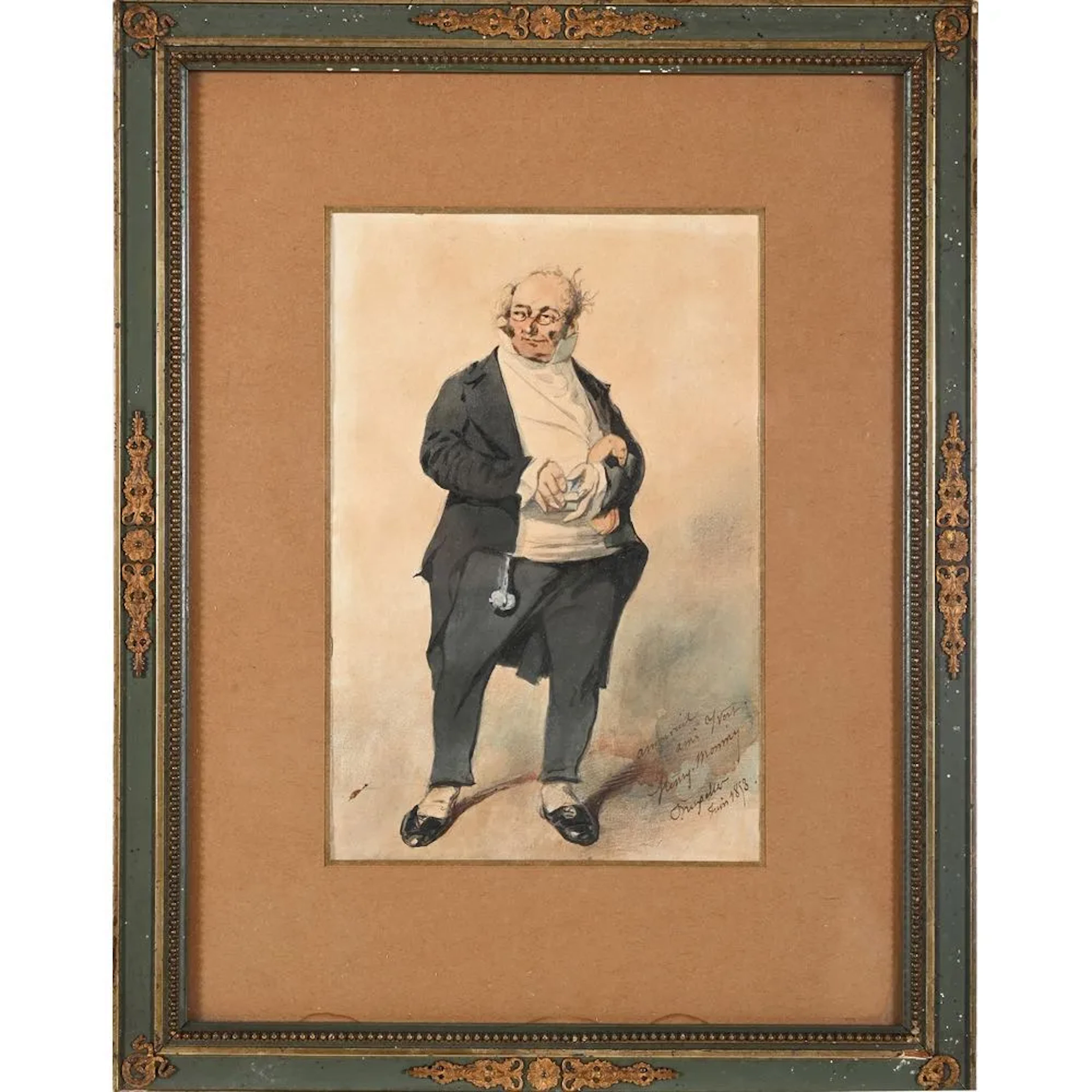 MONNIER, Henry Bonaventure. (1805–1877). “Portrait of a Man.” Watercolor