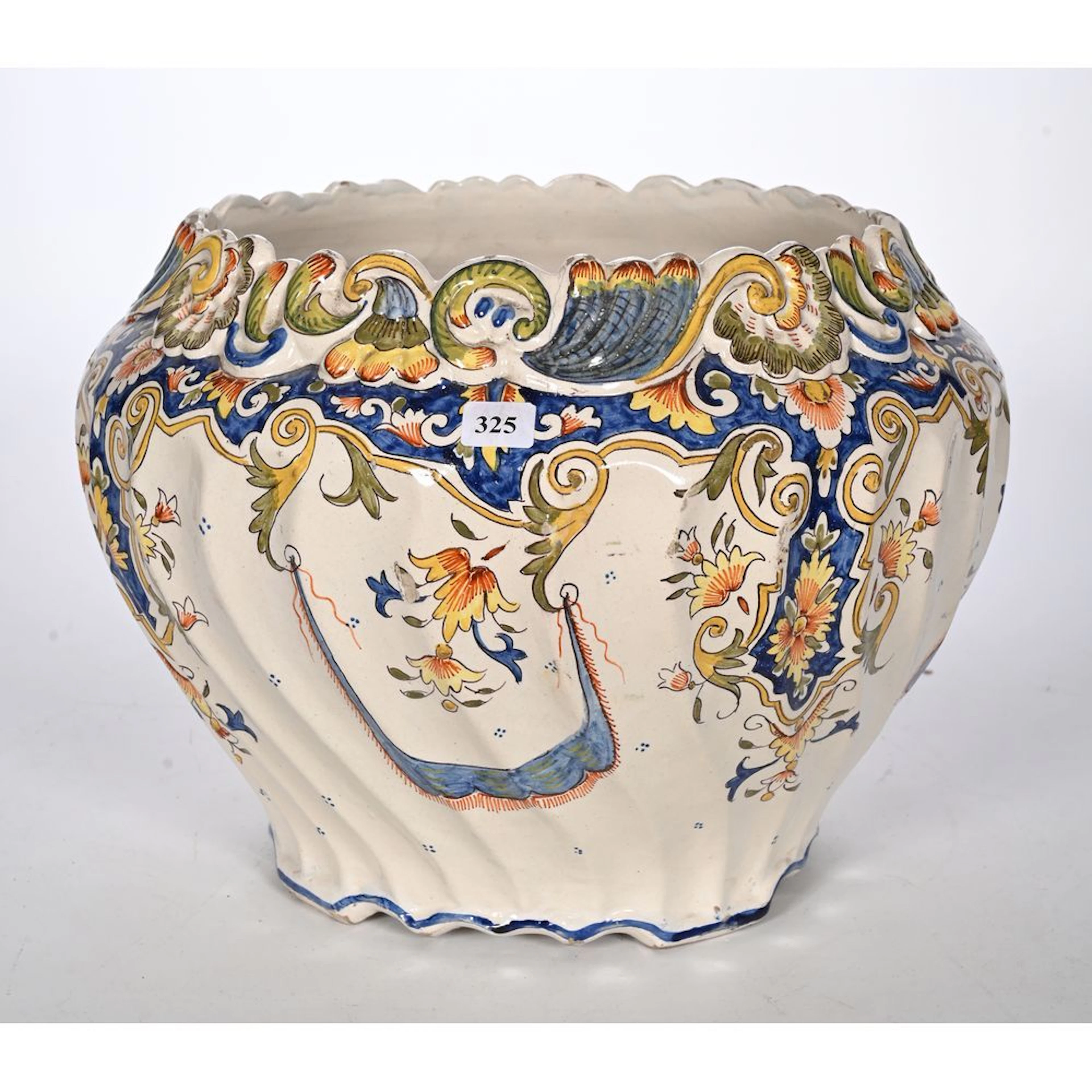 FOURMAINTREAU, Gabriel. Ceramic planters with polychrome floral decoration.