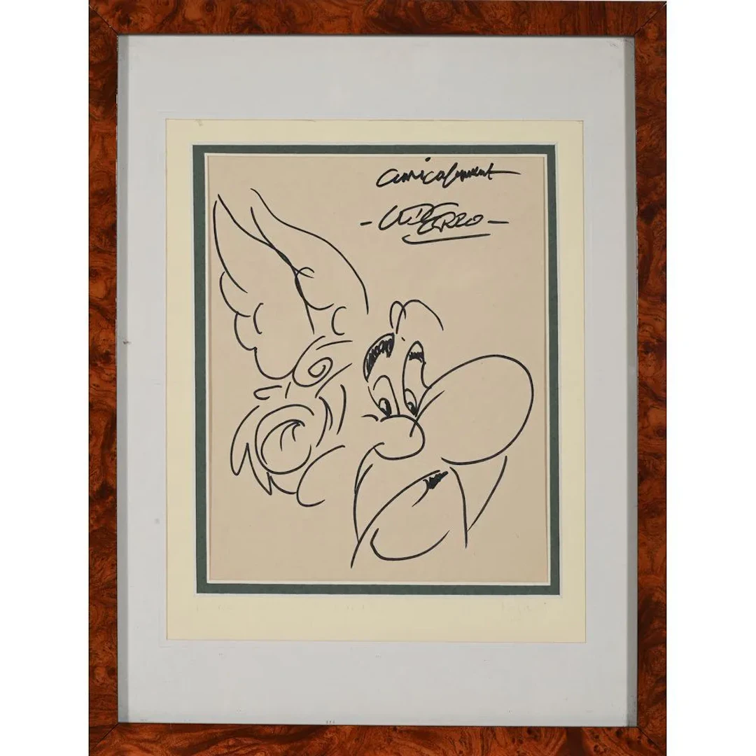 UDERZO, Albert. (1927–2020). “Asterix.” Marker drawing, signed with