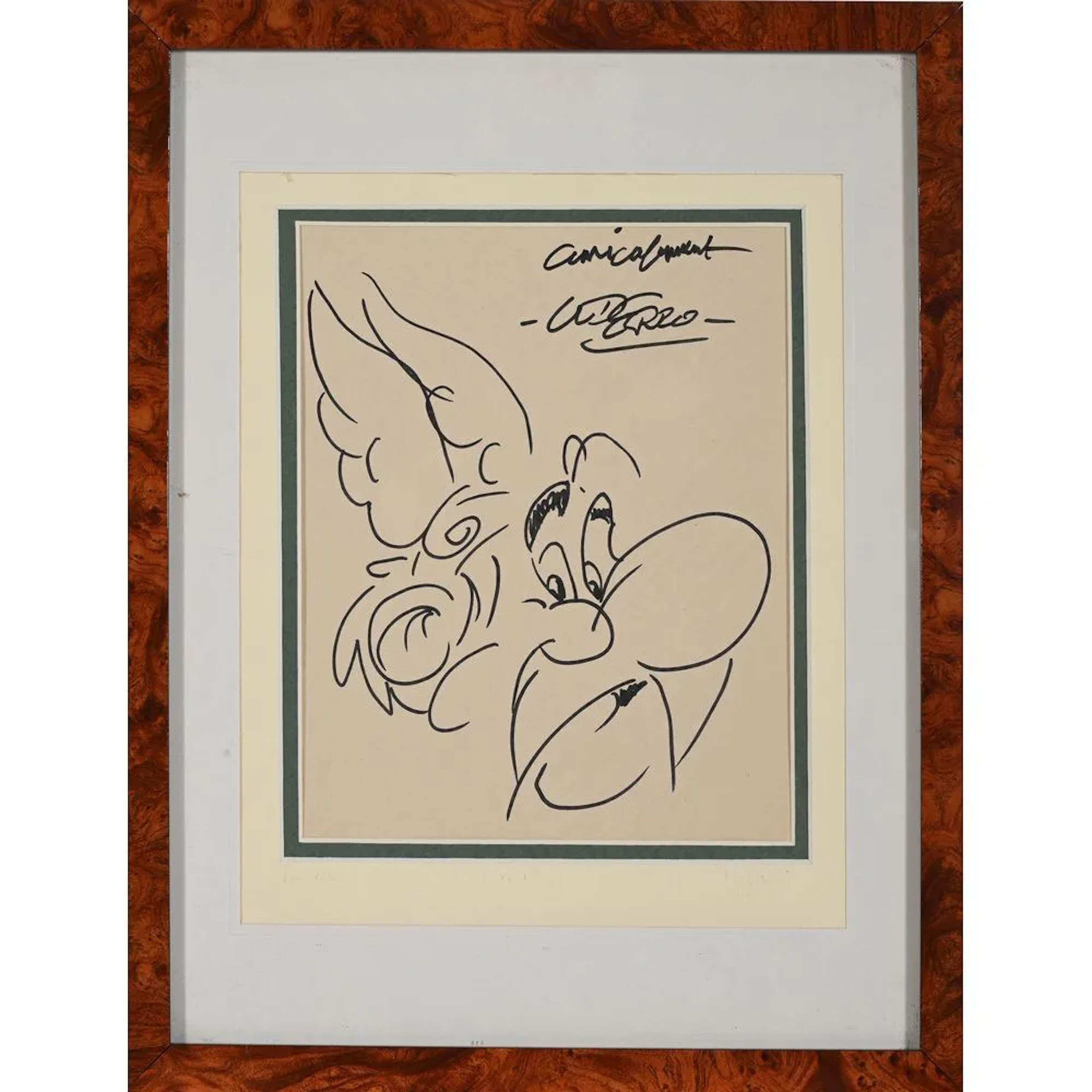UDERZO, Albert. (1927–2020). “Asterix.” Marker drawing, signed with