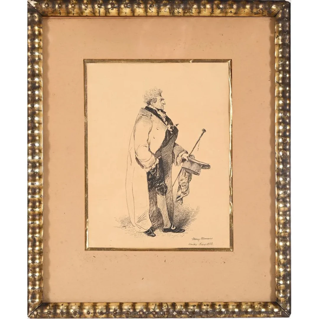 Henry Bonaventure MONNIER. (1805–1877). “Man with a Cane and Hat.”