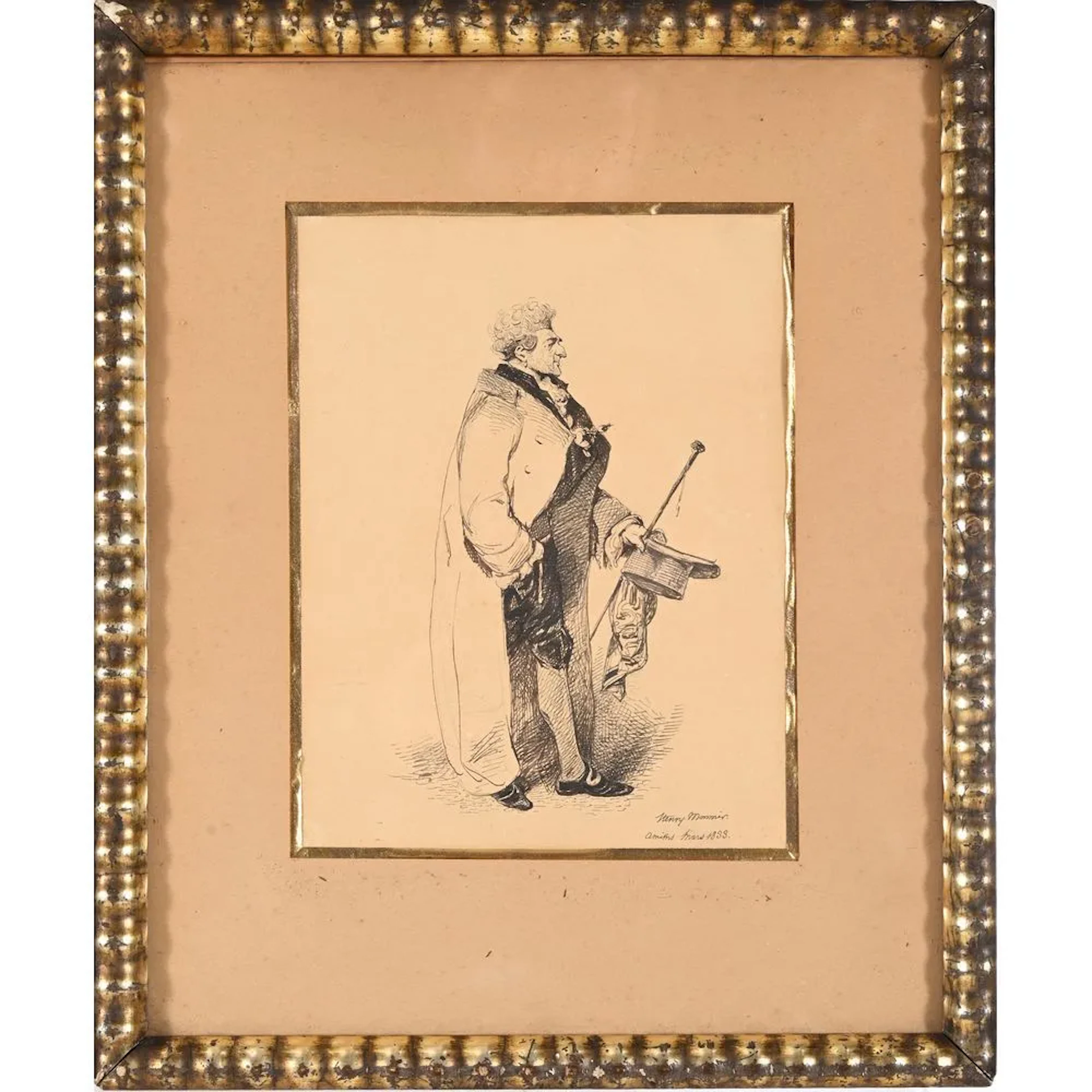 Henry Bonaventure MONNIER. (1805–1877). “Man with a Cane and Hat.”