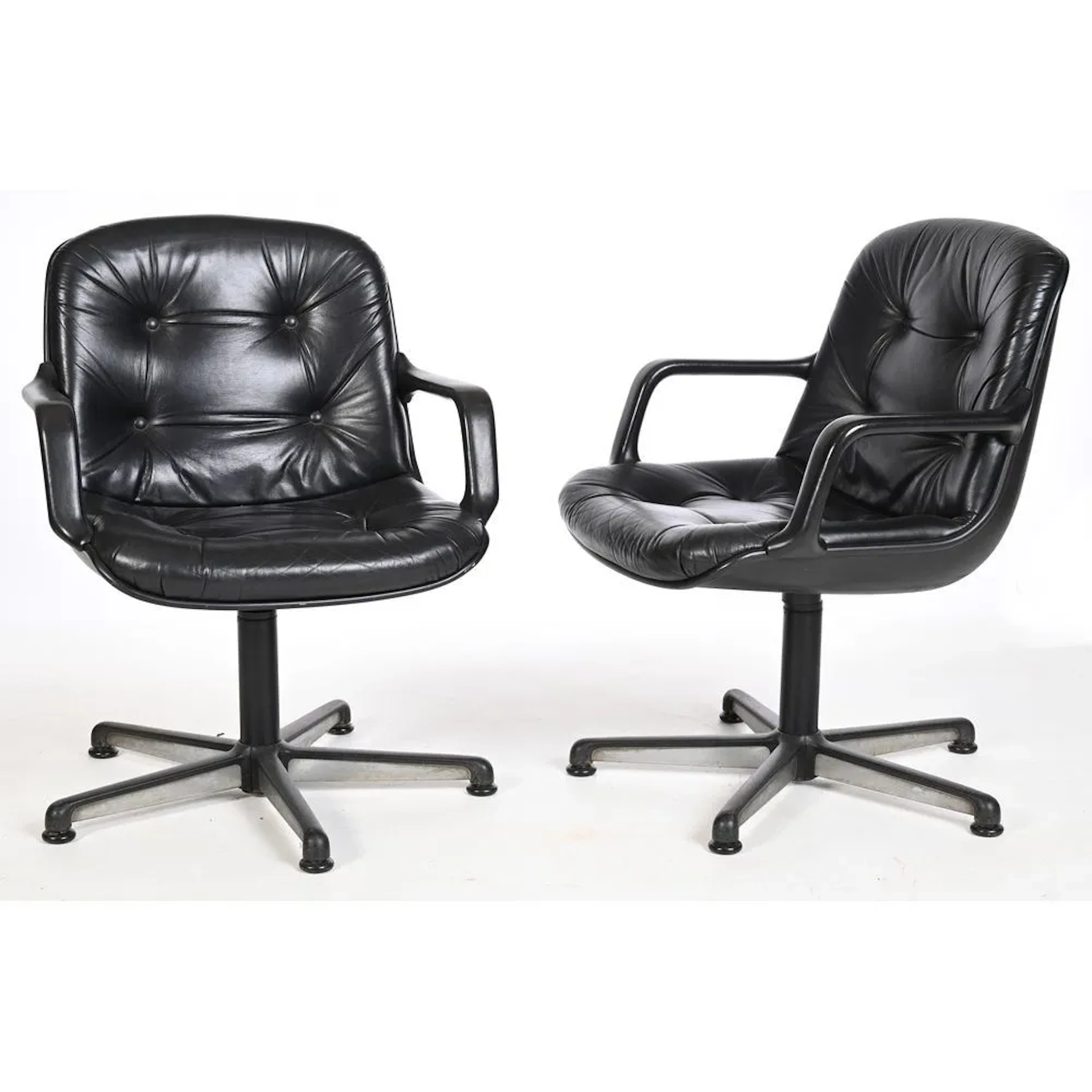 COMFORTO. Charles POLLOCK. PAIR OF ARMCHAIRS with swivel seats upholstered