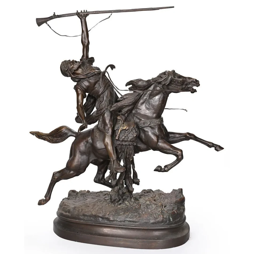 LECOURTIER, Prosper. (1851–1924). “La Fantasia arabe.” Bronze with
