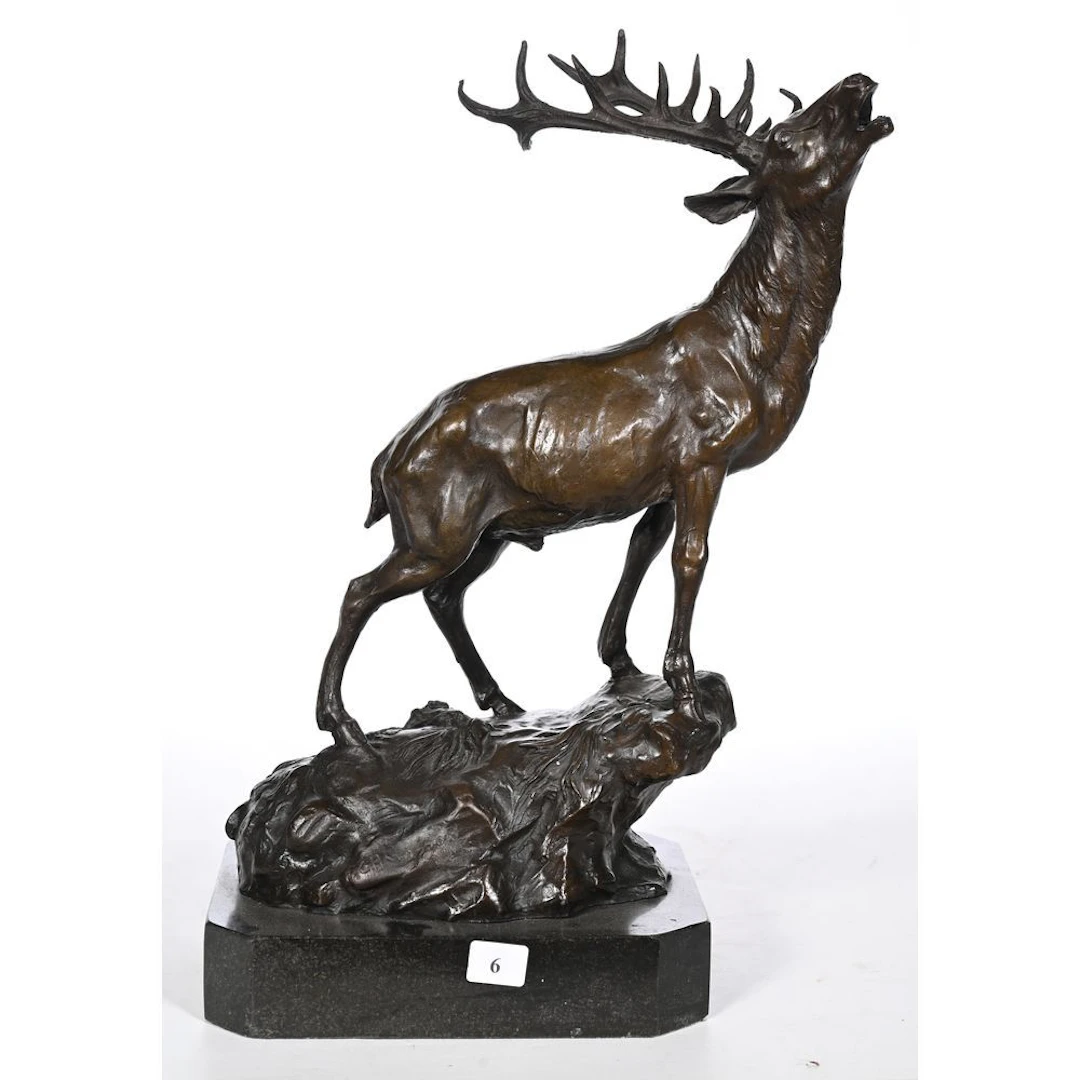 MASSON C.H. (After). “The Rutting Stag.” Bronze with brown patina.